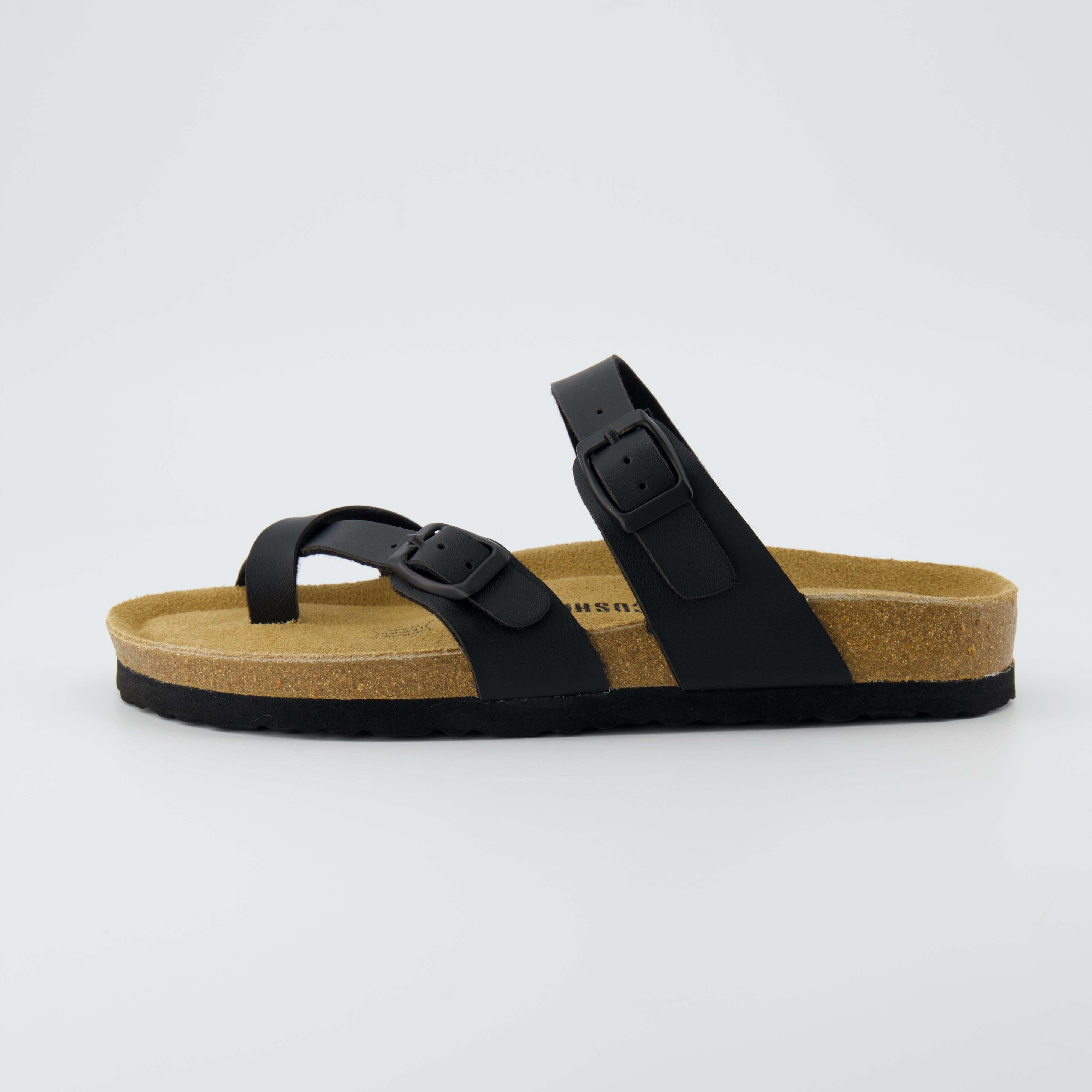 Luna Cork Footbed Sandal Black Nappa