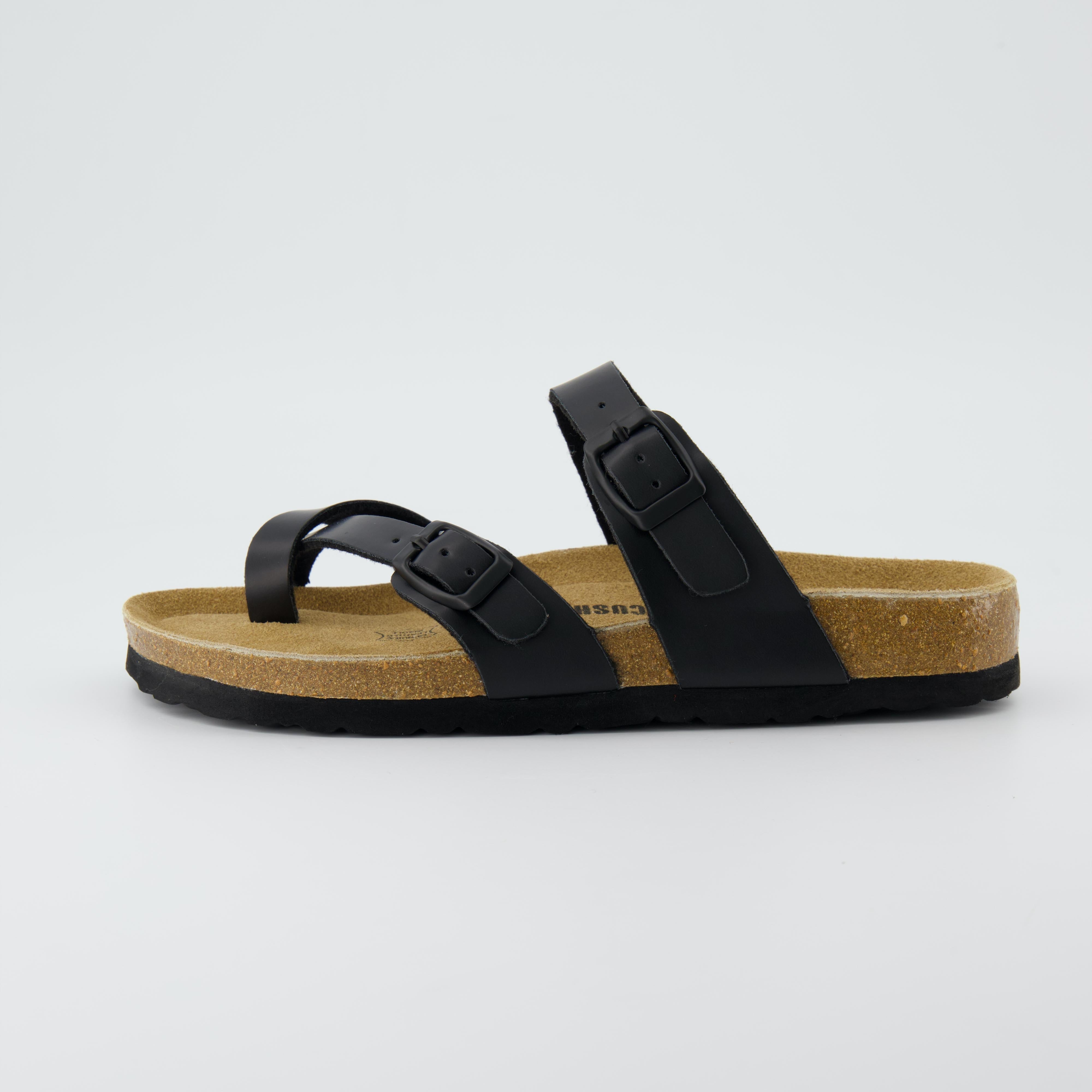 Luna Cork Footbed Sandal Black Oily