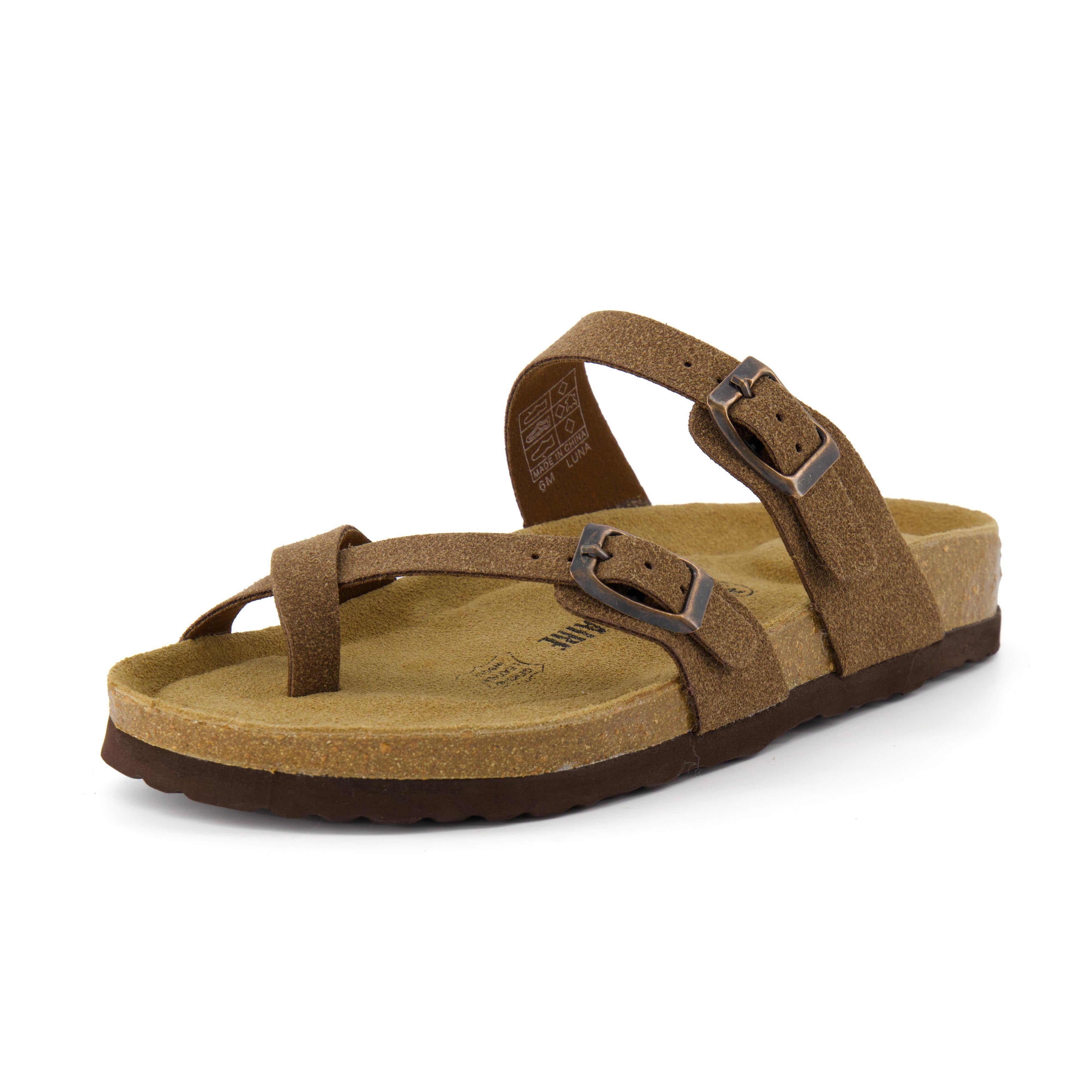 Luna Cork Footbed Sandal Suedes Brown Vegan Suede