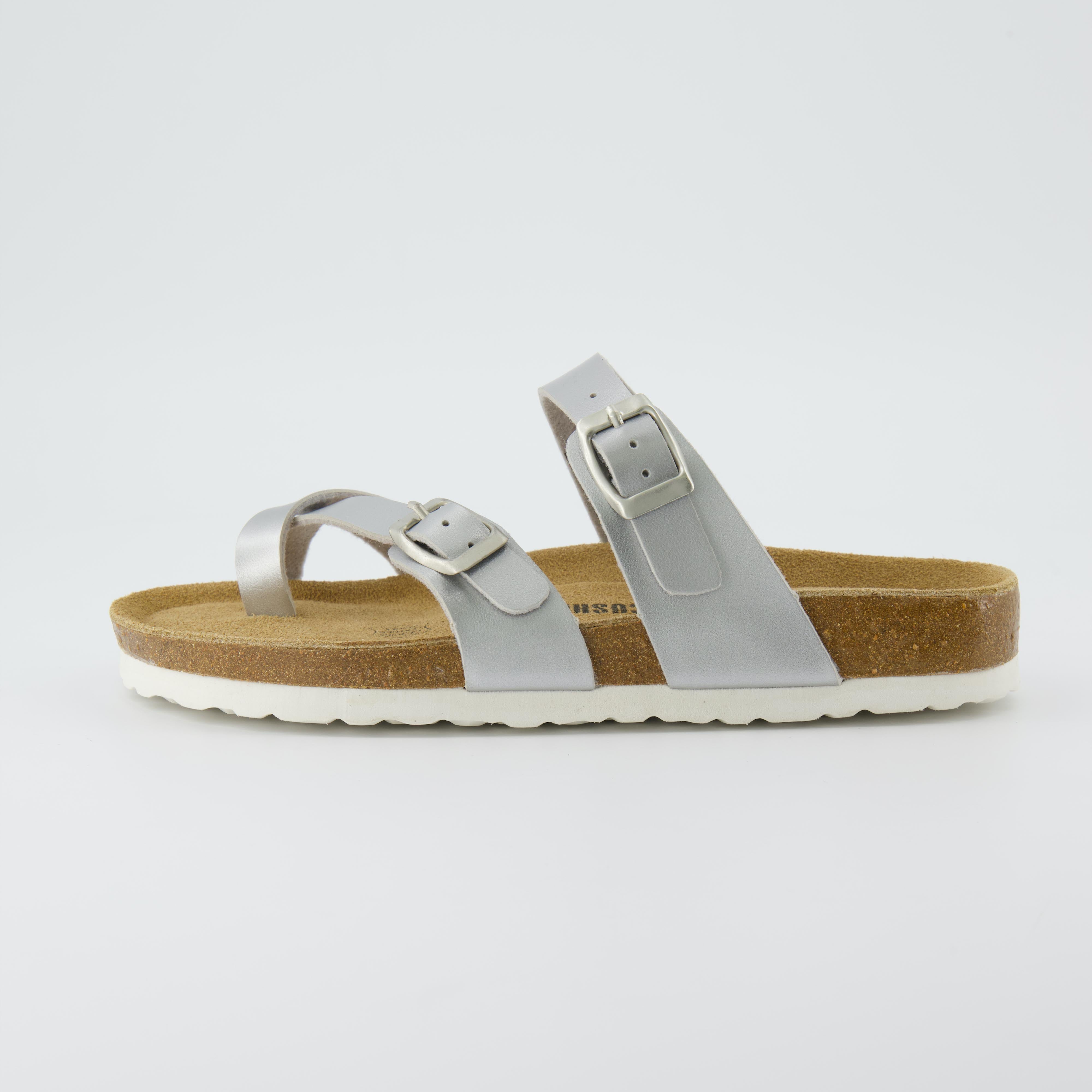 Luna Cork Footbed Sandal Metallics Silver