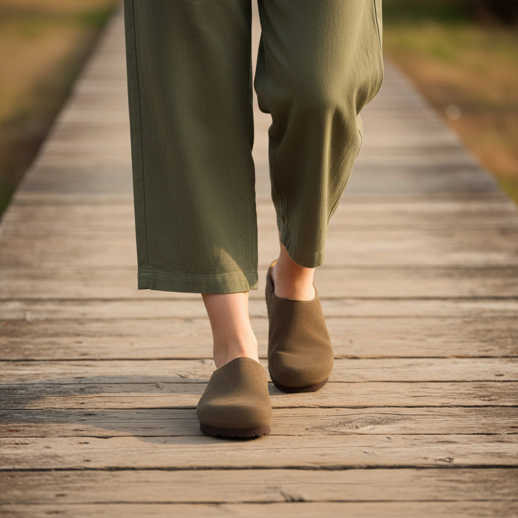 Lute Suede Clogs Taupe