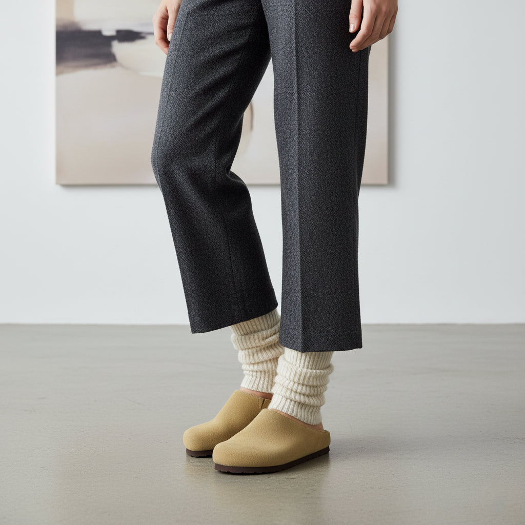 Lute Suede Clogs Sand