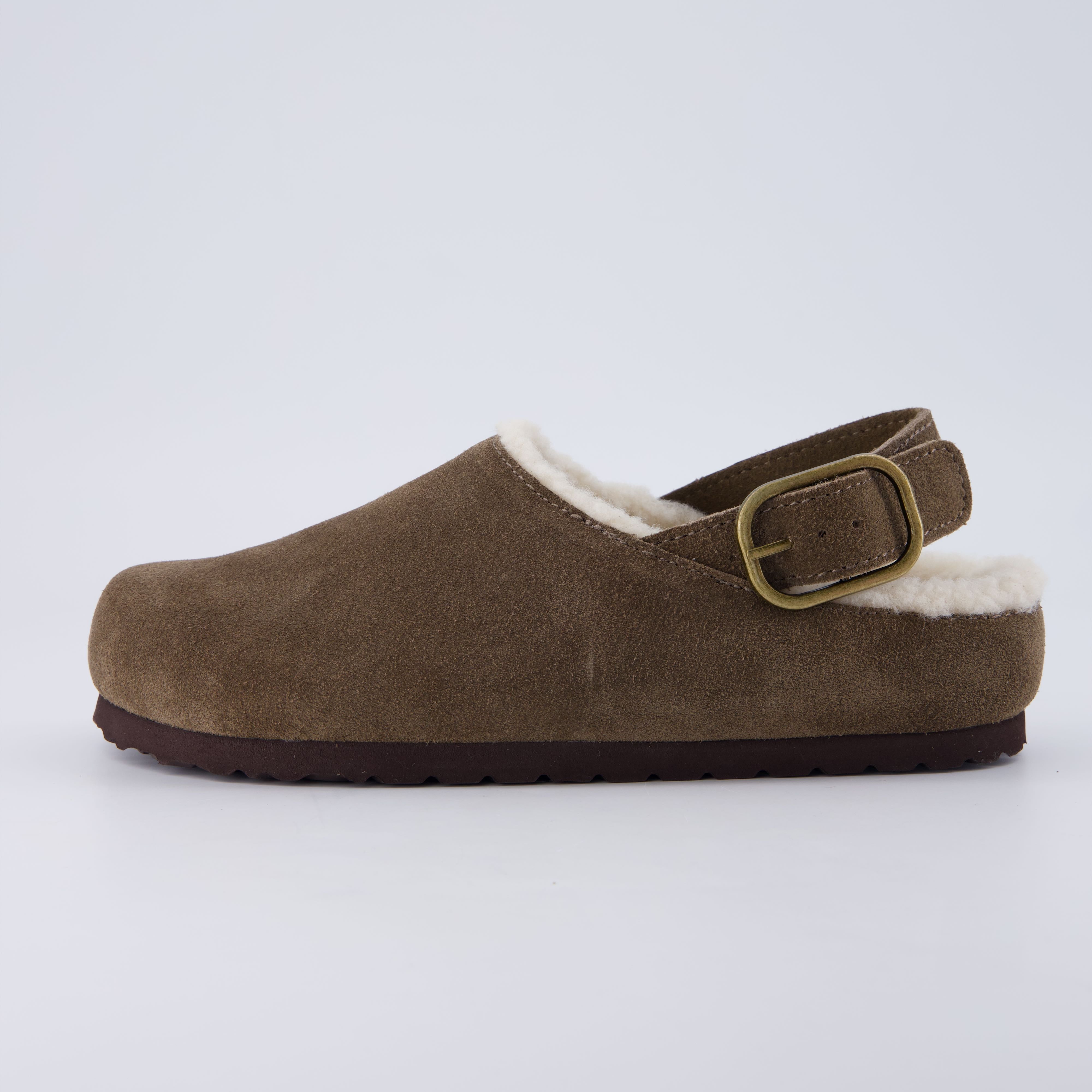 Luz Suede Clogs Dark Taupe