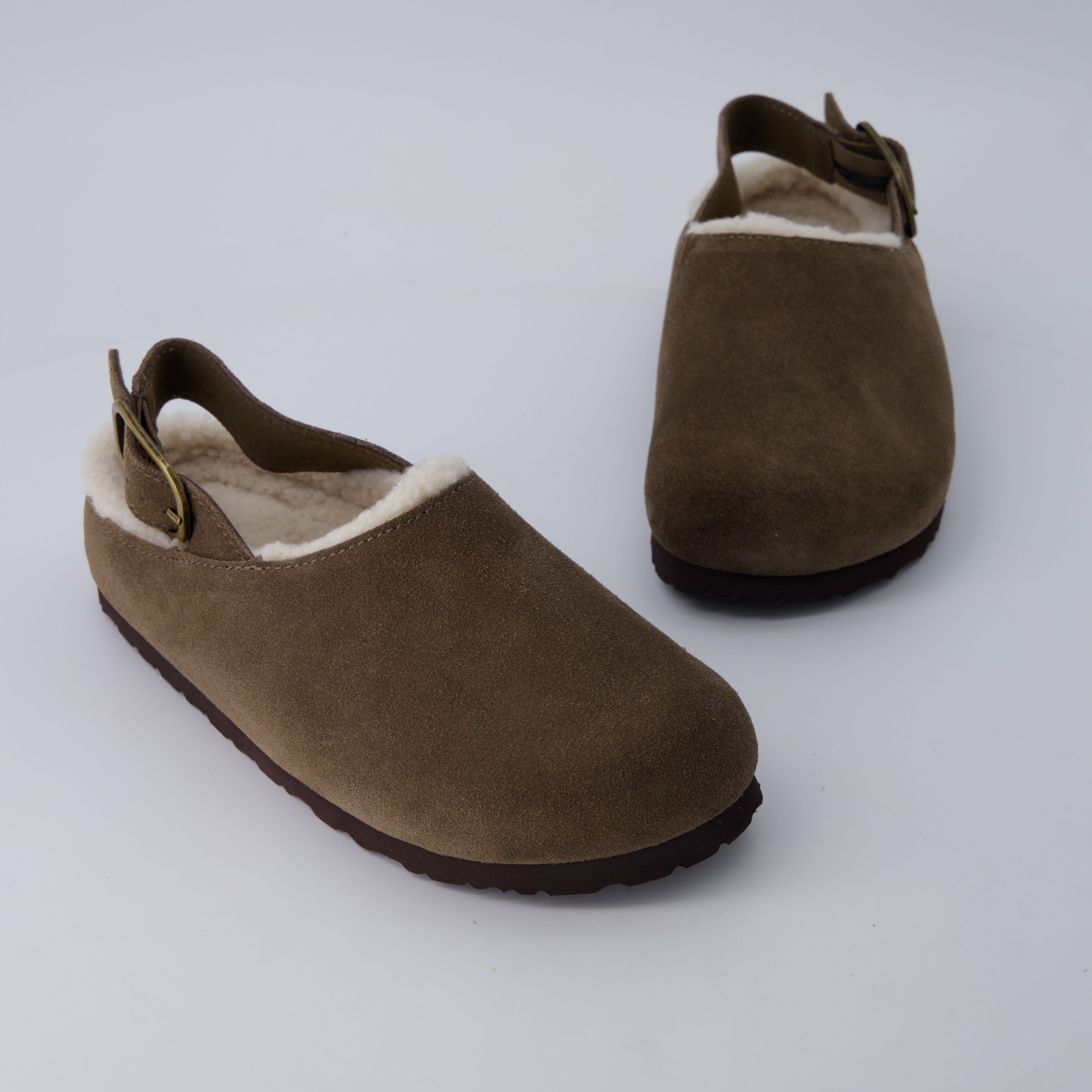 Luz Suede Clogs Dark Taupe