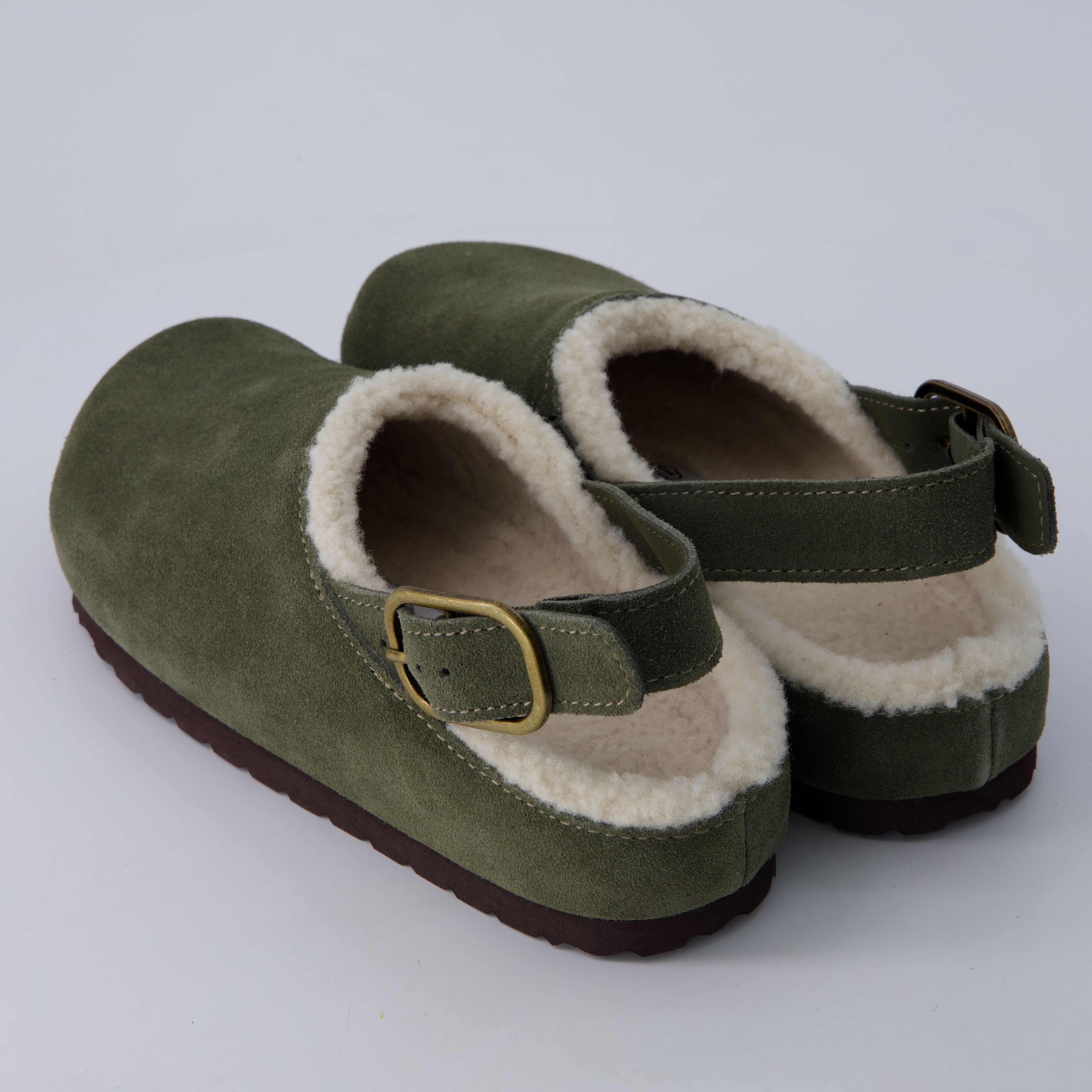 Luz Suede Clogs Khaki