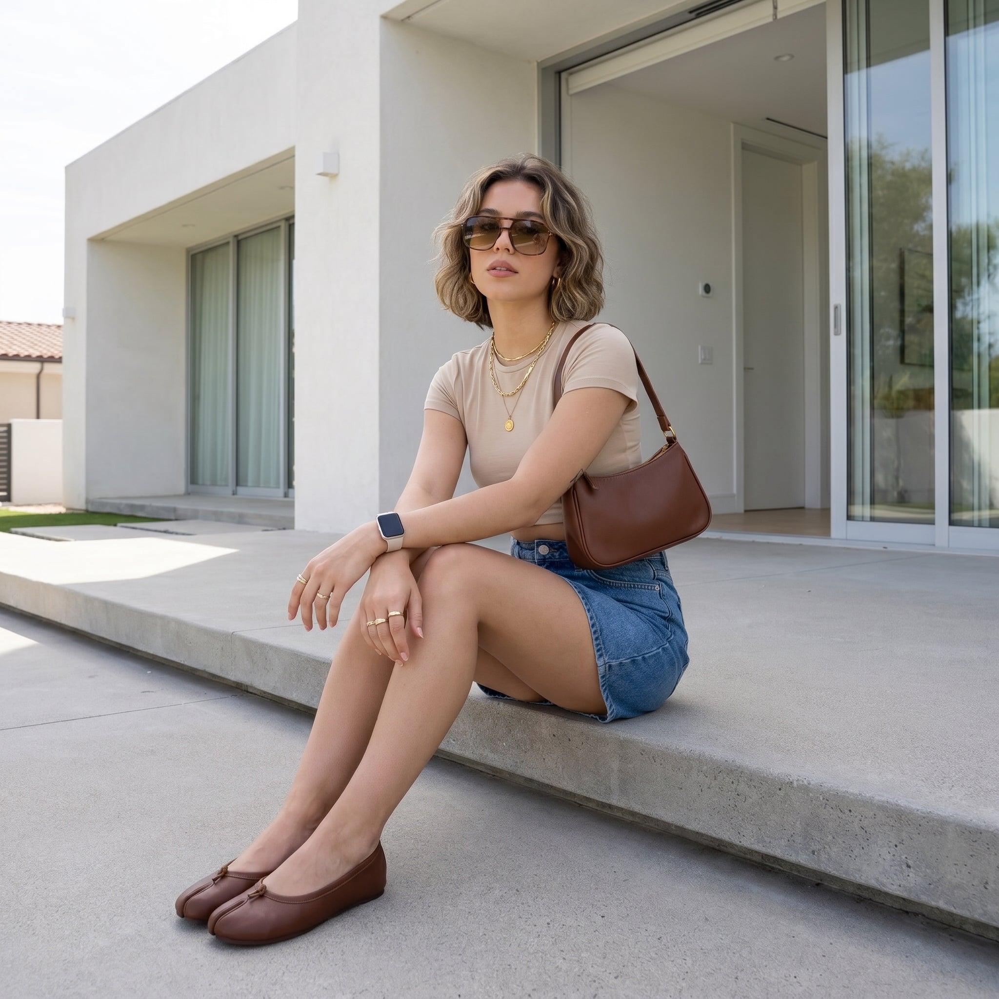 Maki Split-toe Flats Brown Medium