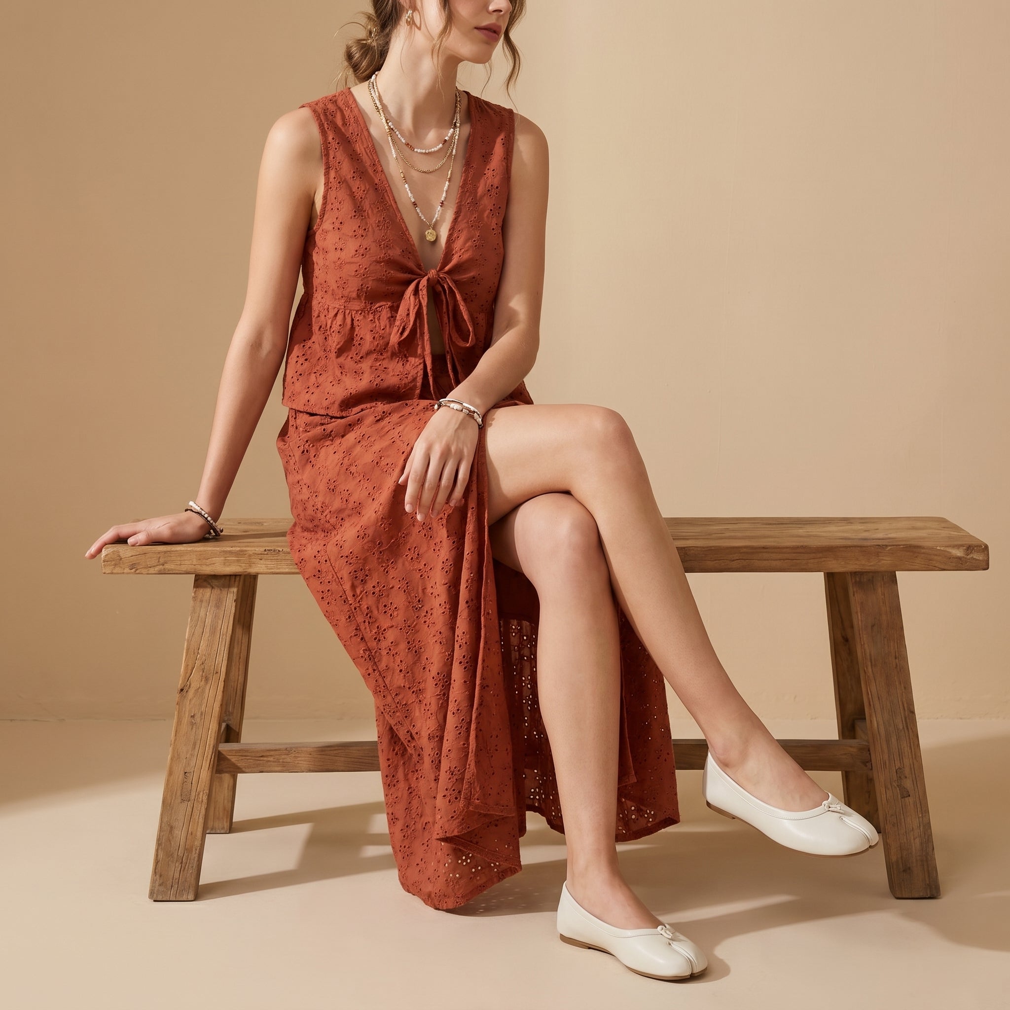 Maki Split-toe Flats Brown Medium