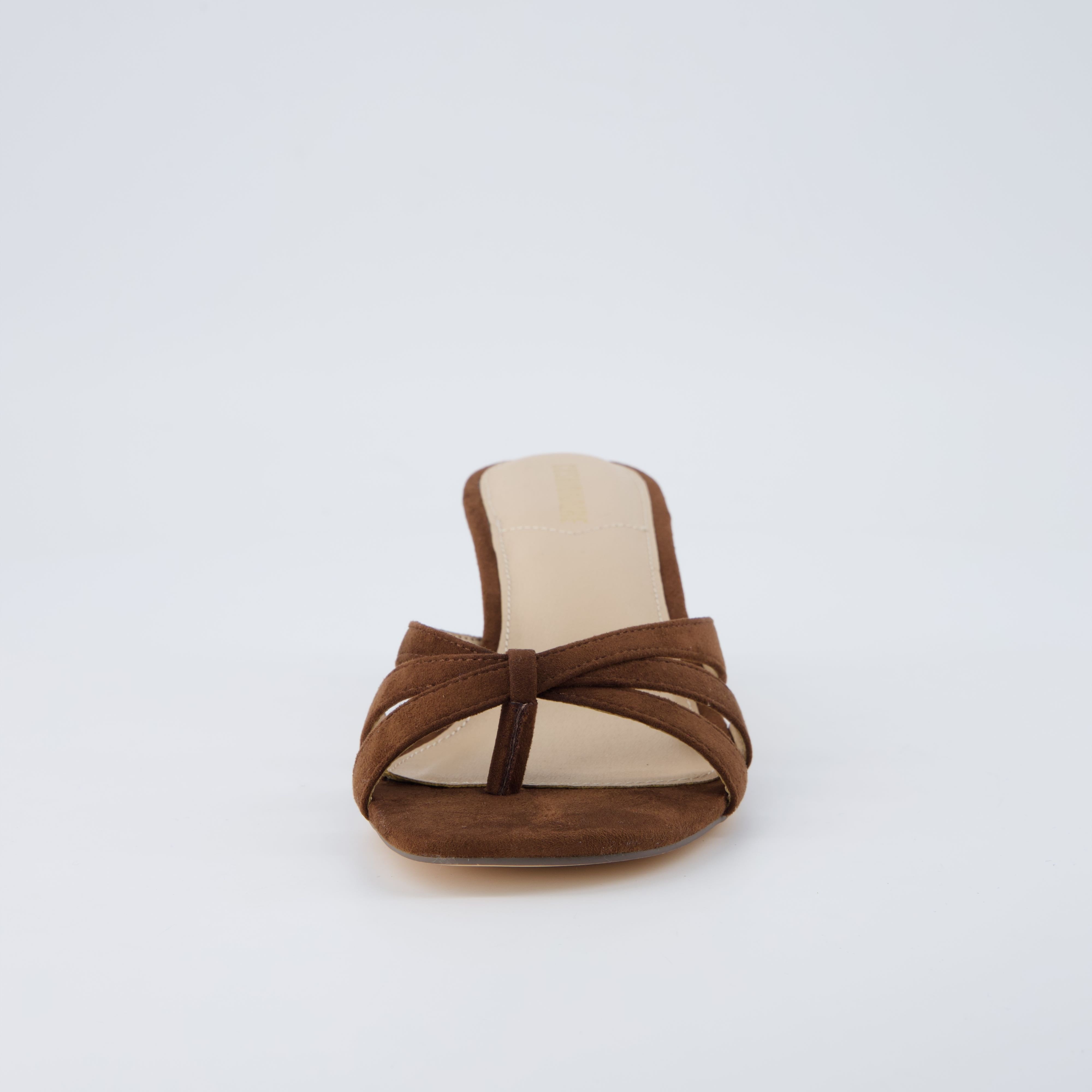 Malta Kitten Heel Sandals Chocolate Microsuede