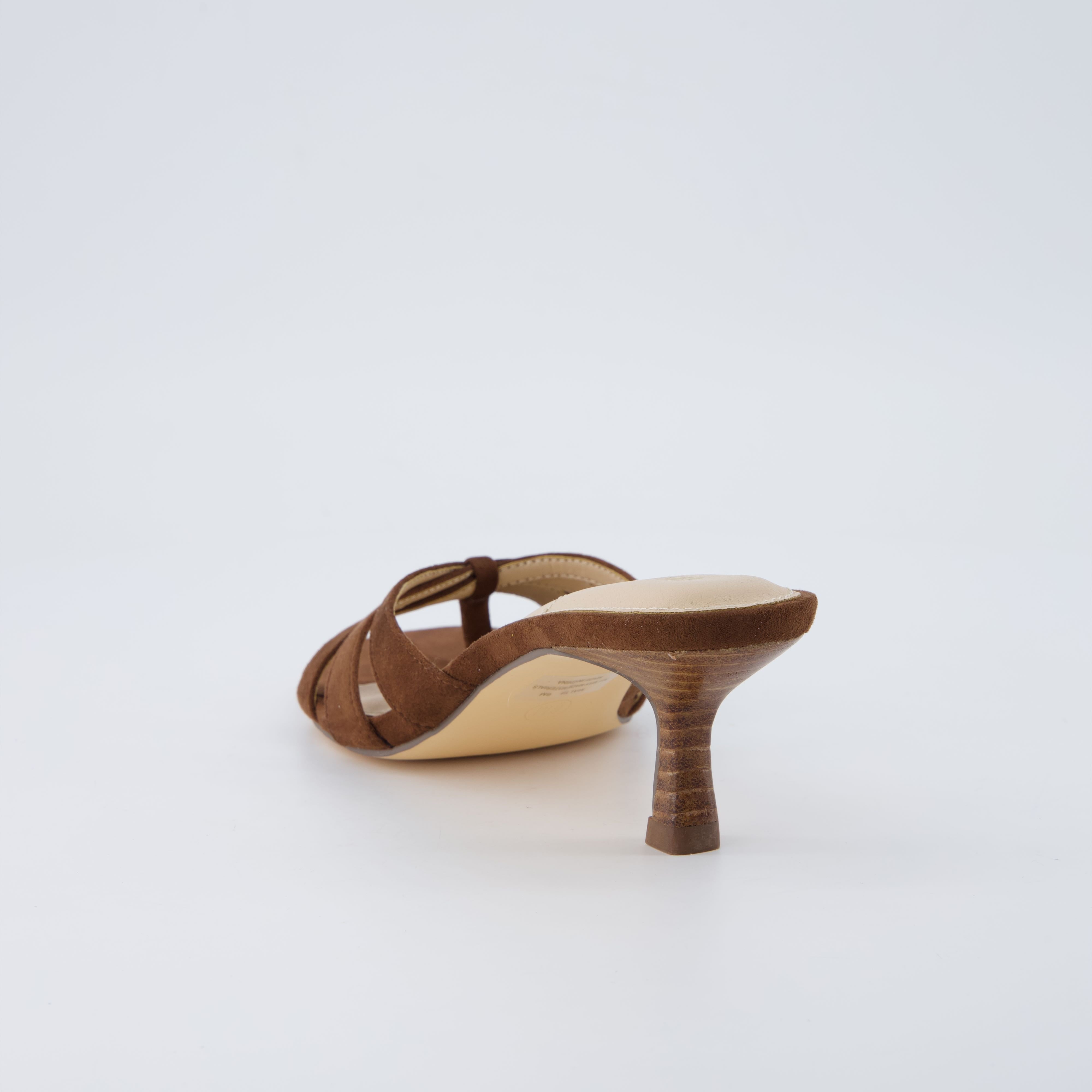 Malta Kitten Heel Sandals Chocolate Microsuede
