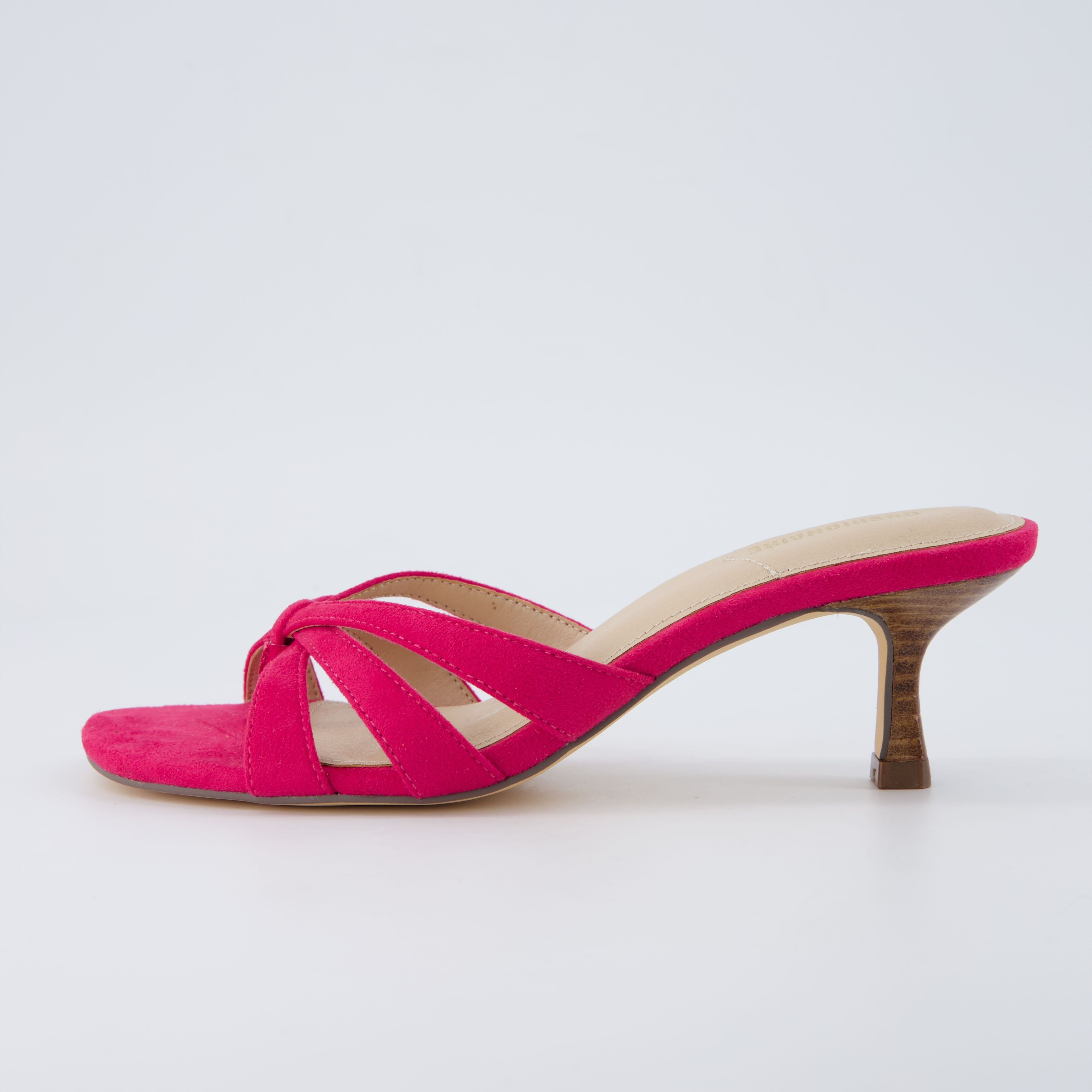 Malta Kitten Heel Sandals Fuchsia Microsuede