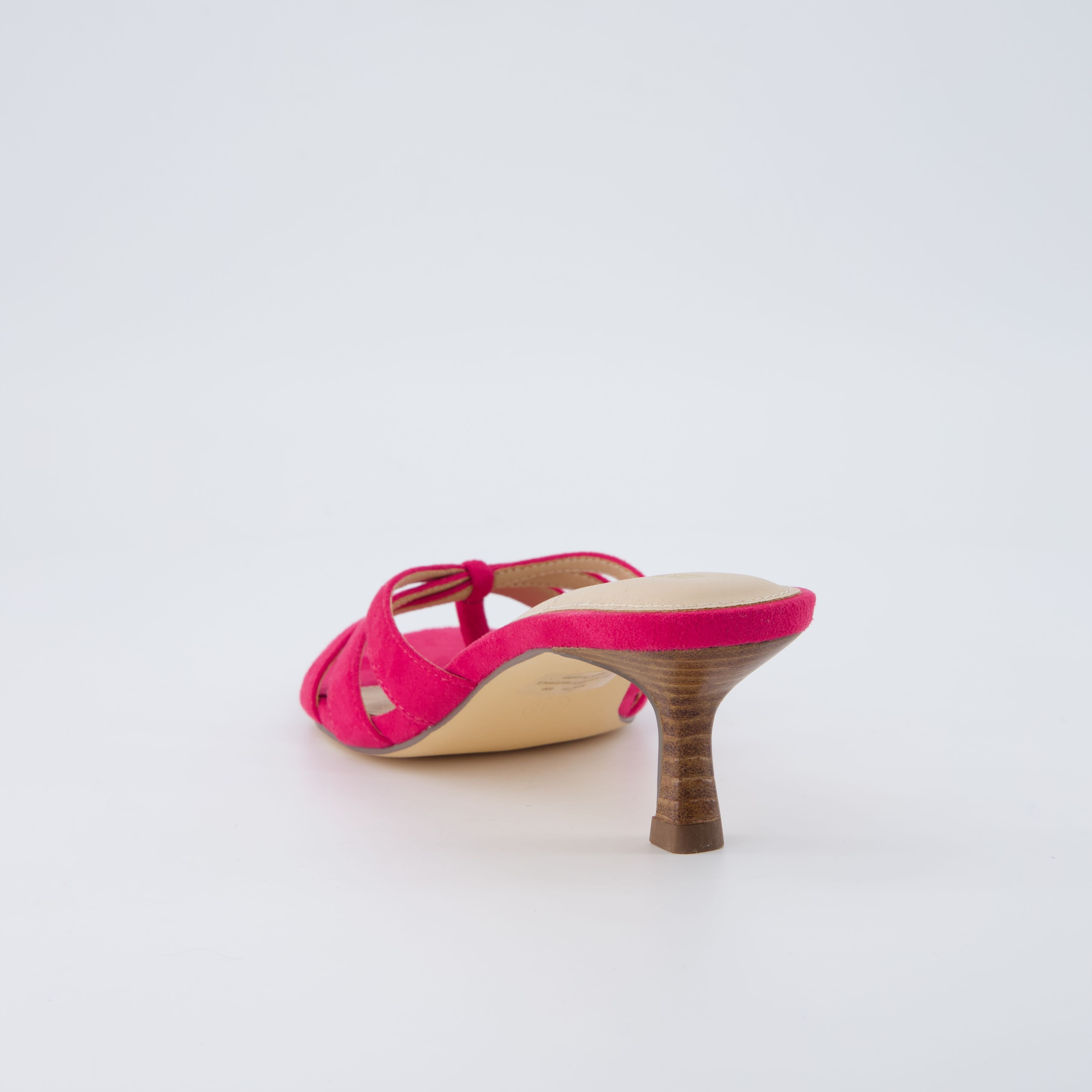Malta Kitten Heel Sandals Fuchsia Microsuede