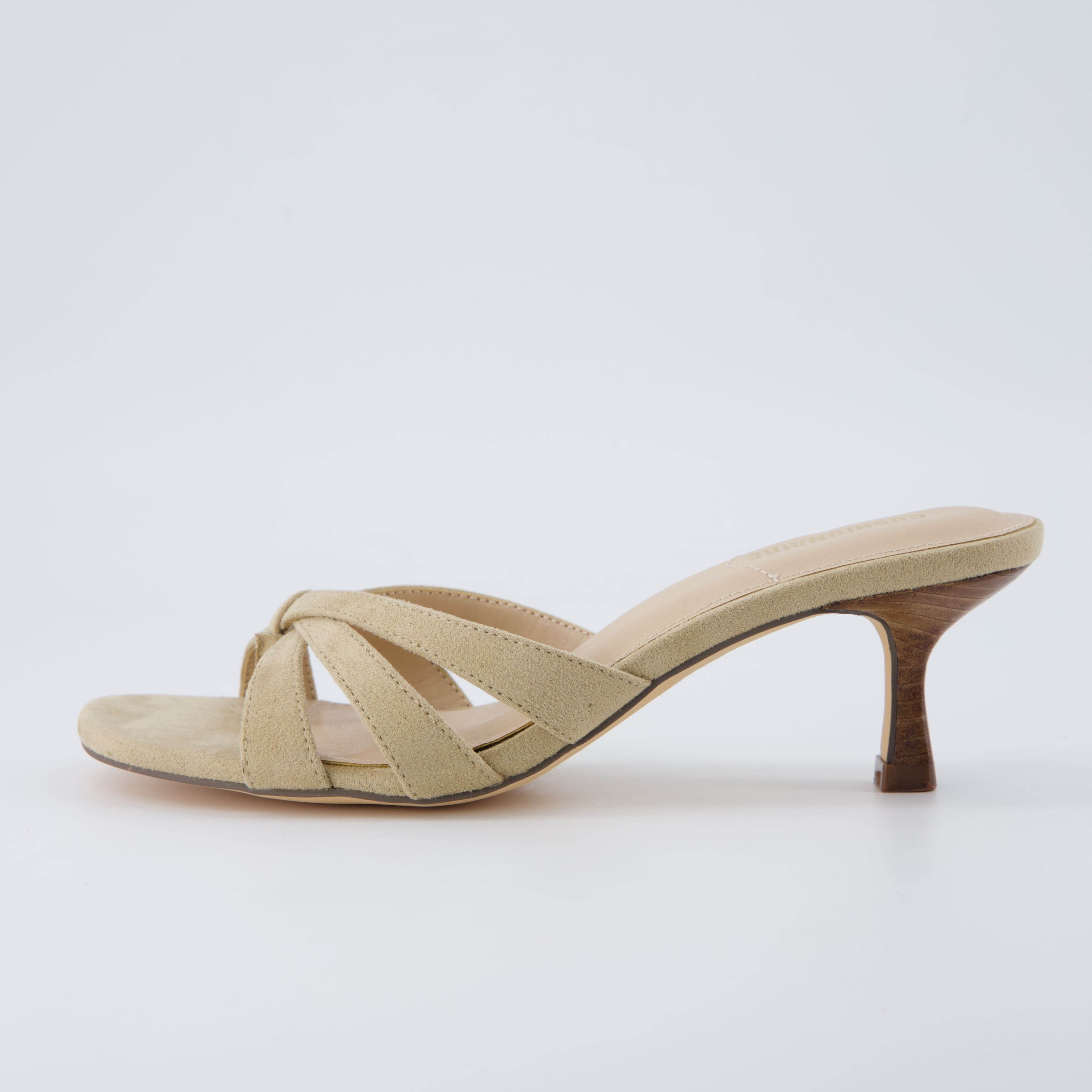 Malta Kitten Heel Sandals Taupe Microsuede