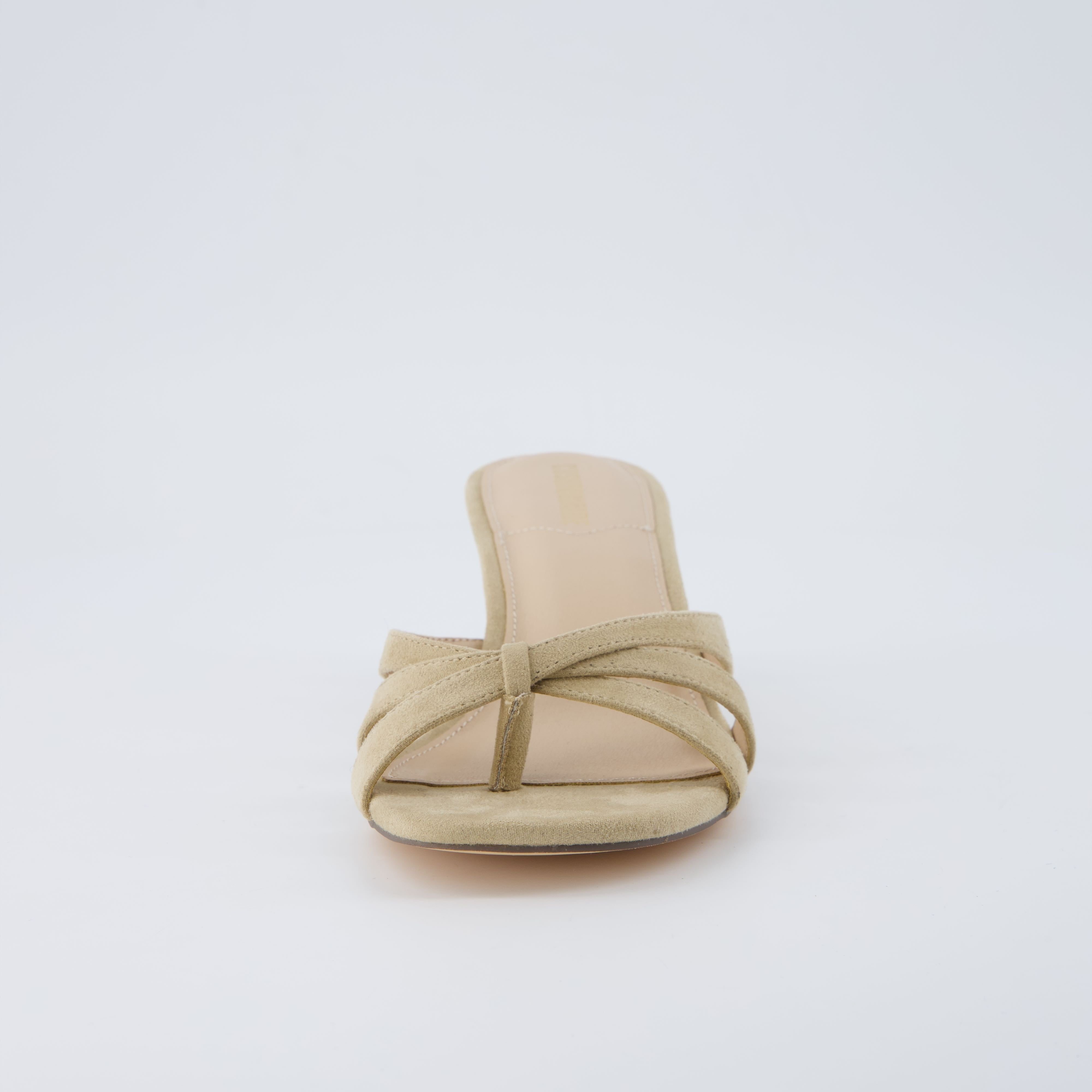 Malta Kitten Heel Sandals Taupe Microsuede