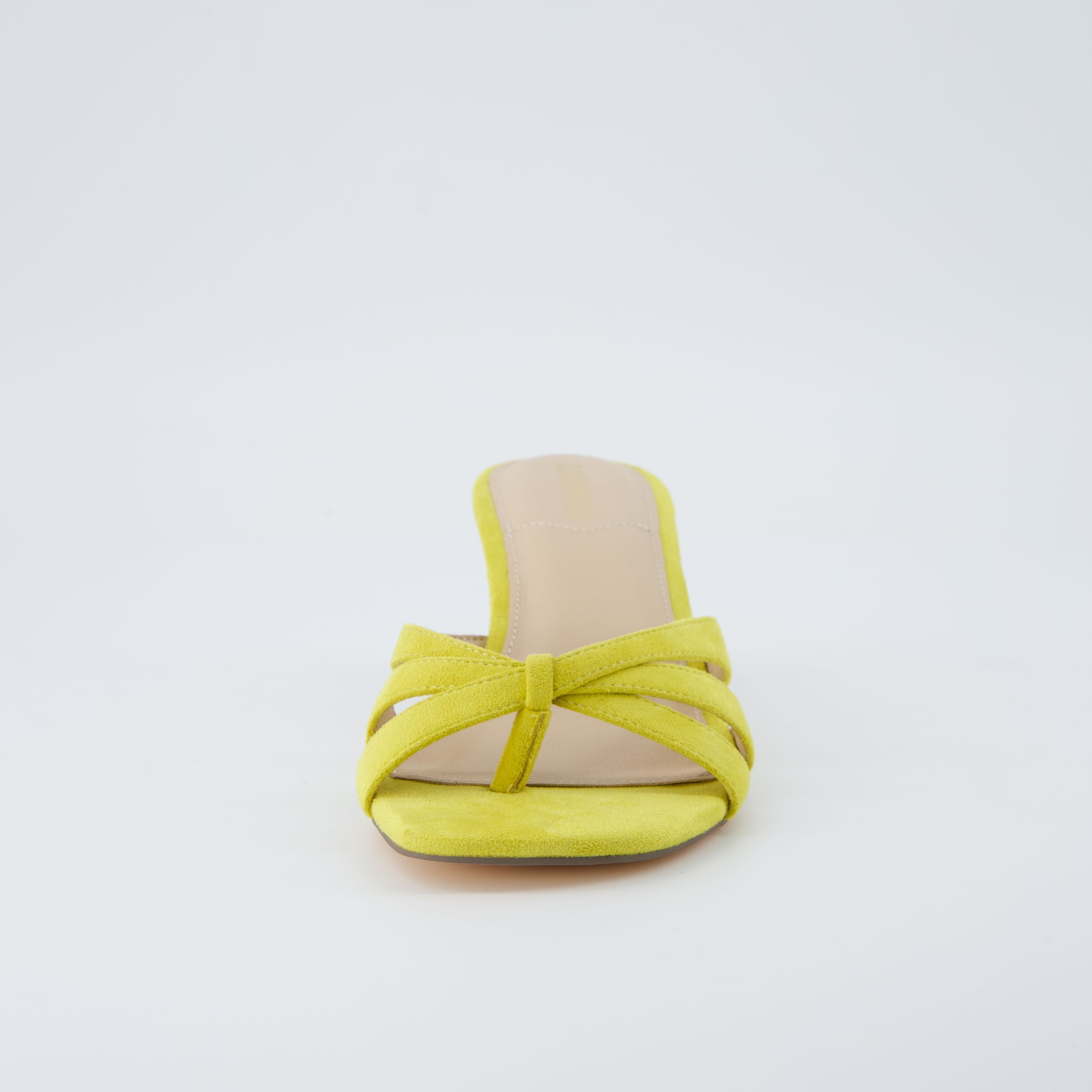 Malta Kitten Heel Sandals Yellow Microsuede