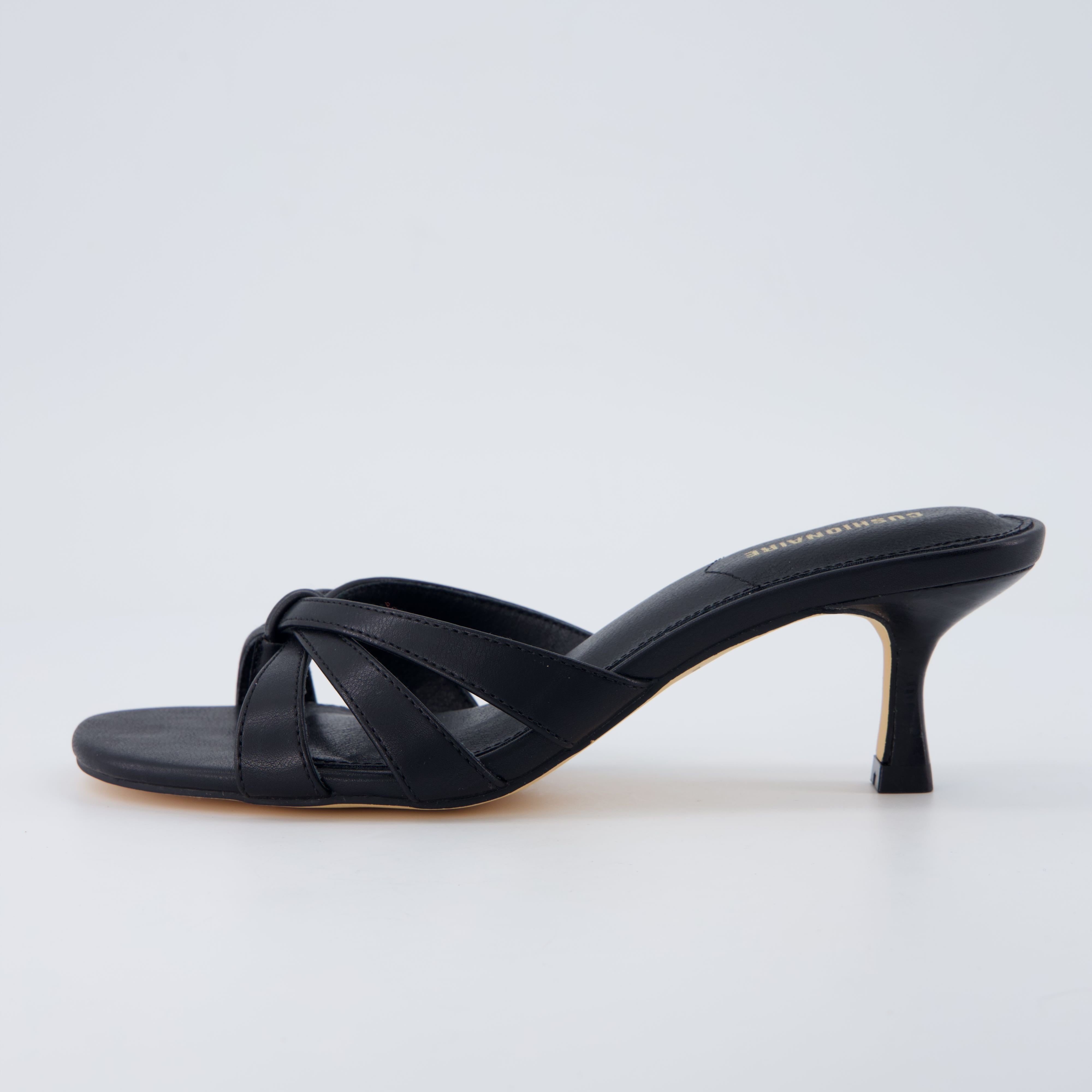 Malta Kitten Heel Sandals Black Smooth