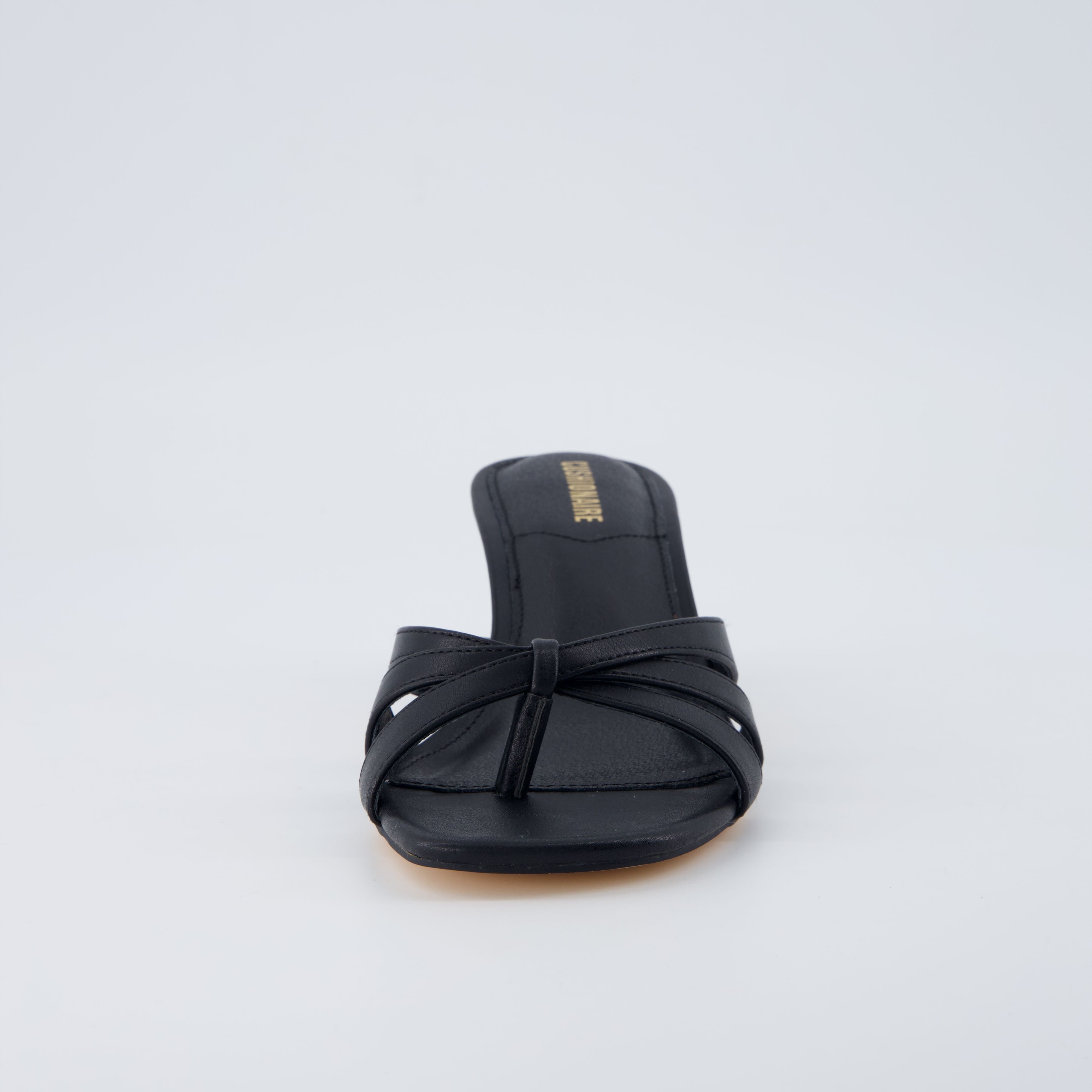 Malta Kitten Heel Sandals Black Smooth