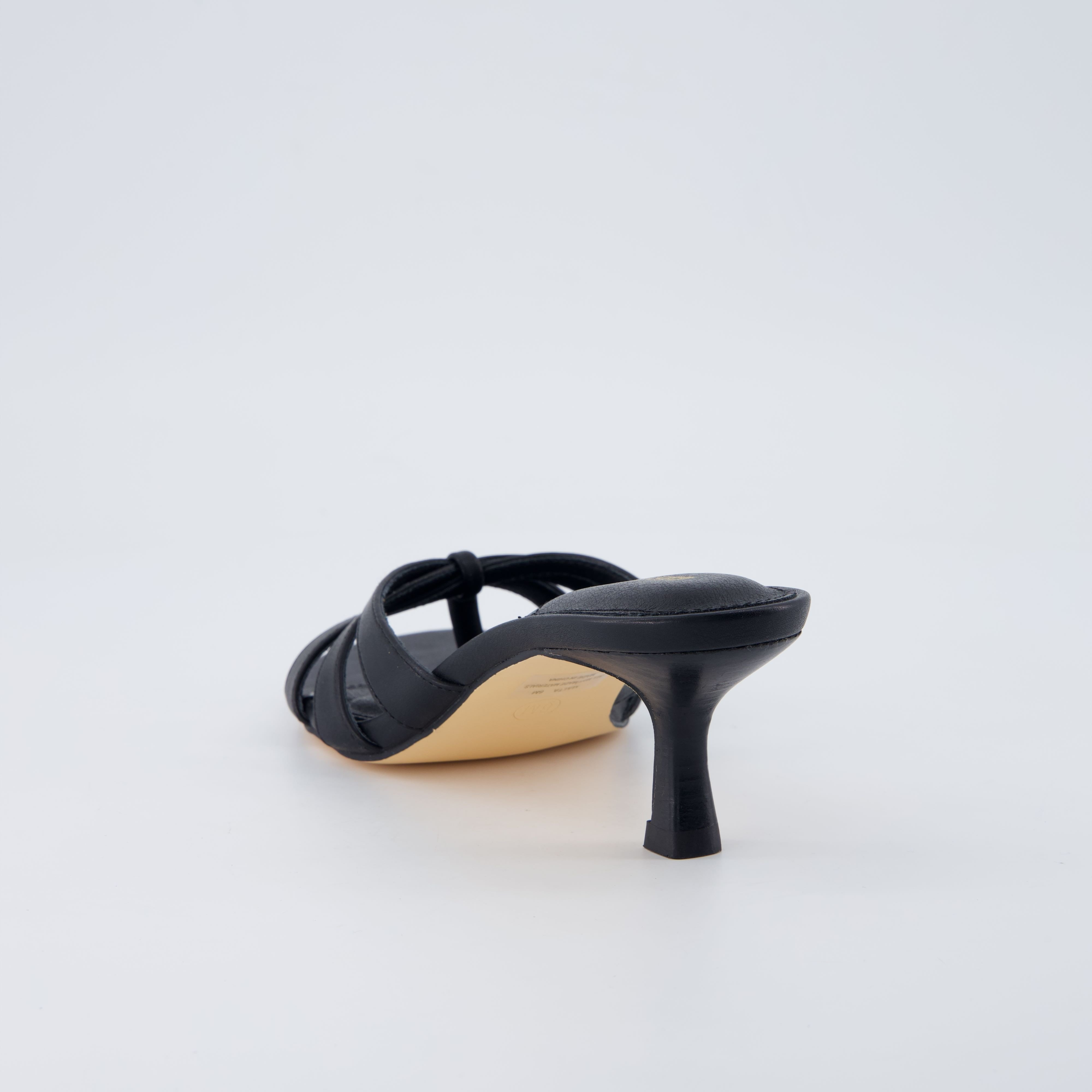 Malta Kitten Heel Sandals Black Smooth