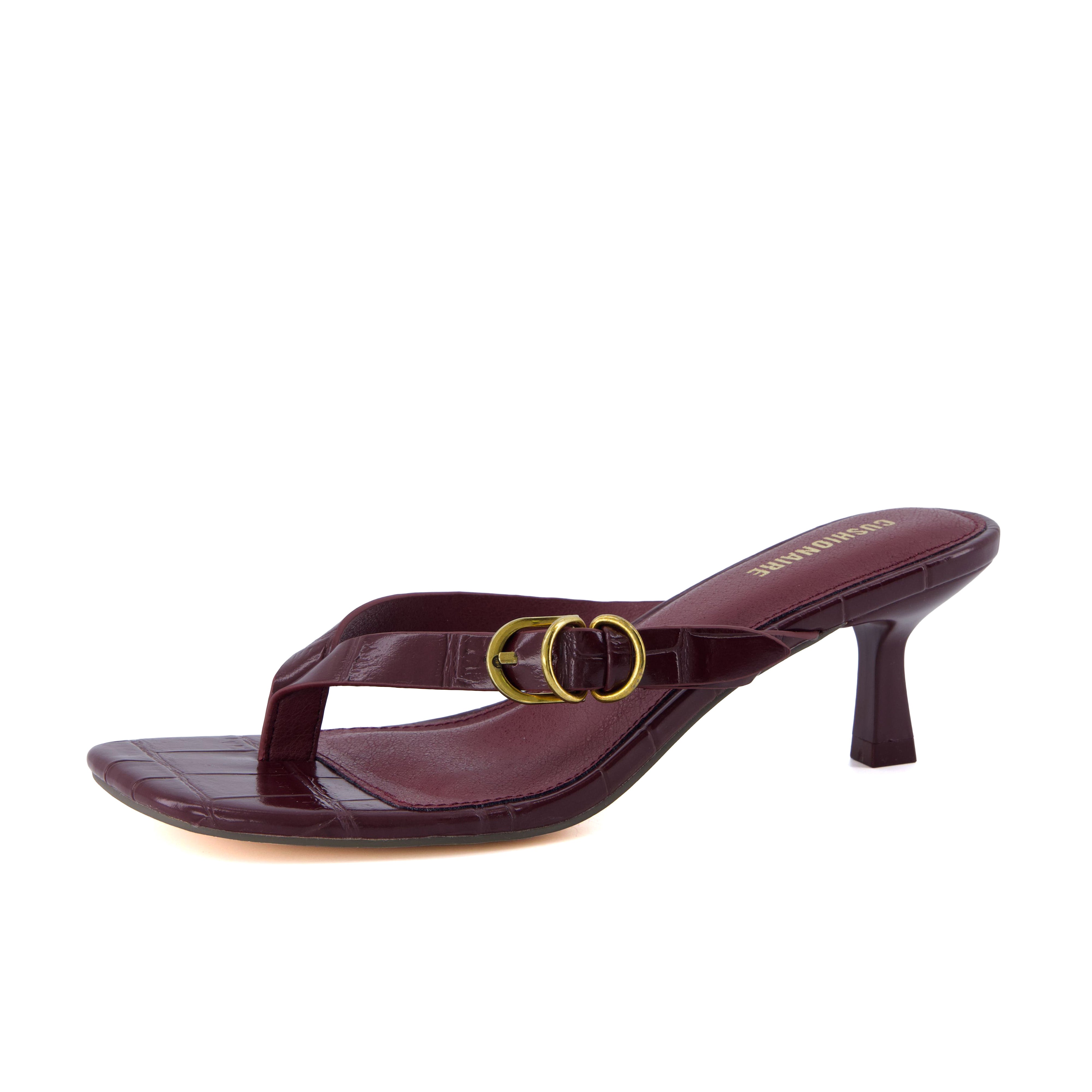 Marlin Low Kitten Heels Croco Burgundy