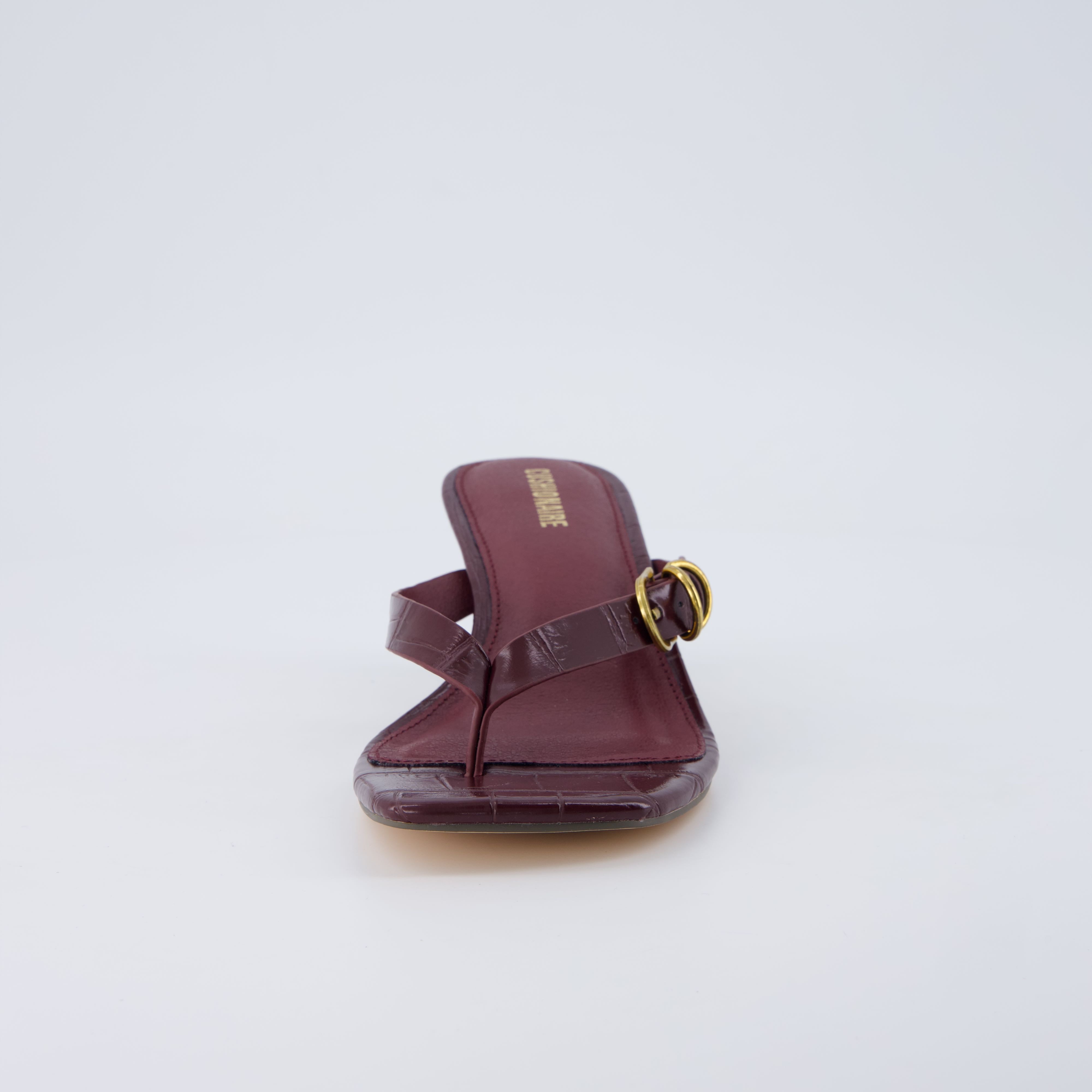 Marlin Low Kitten Heels Croco Burgundy