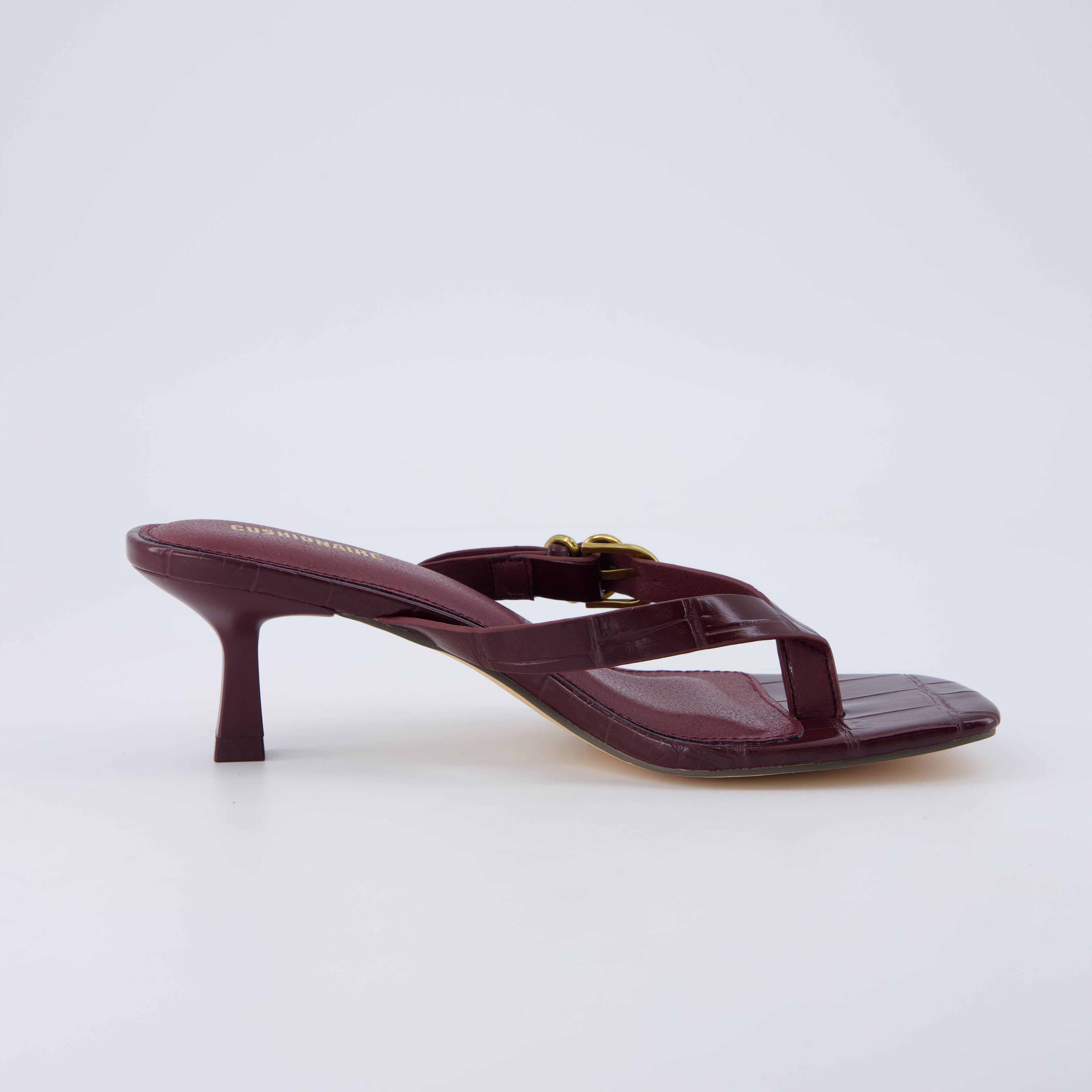 Marlin Low Kitten Heels Croco Burgundy