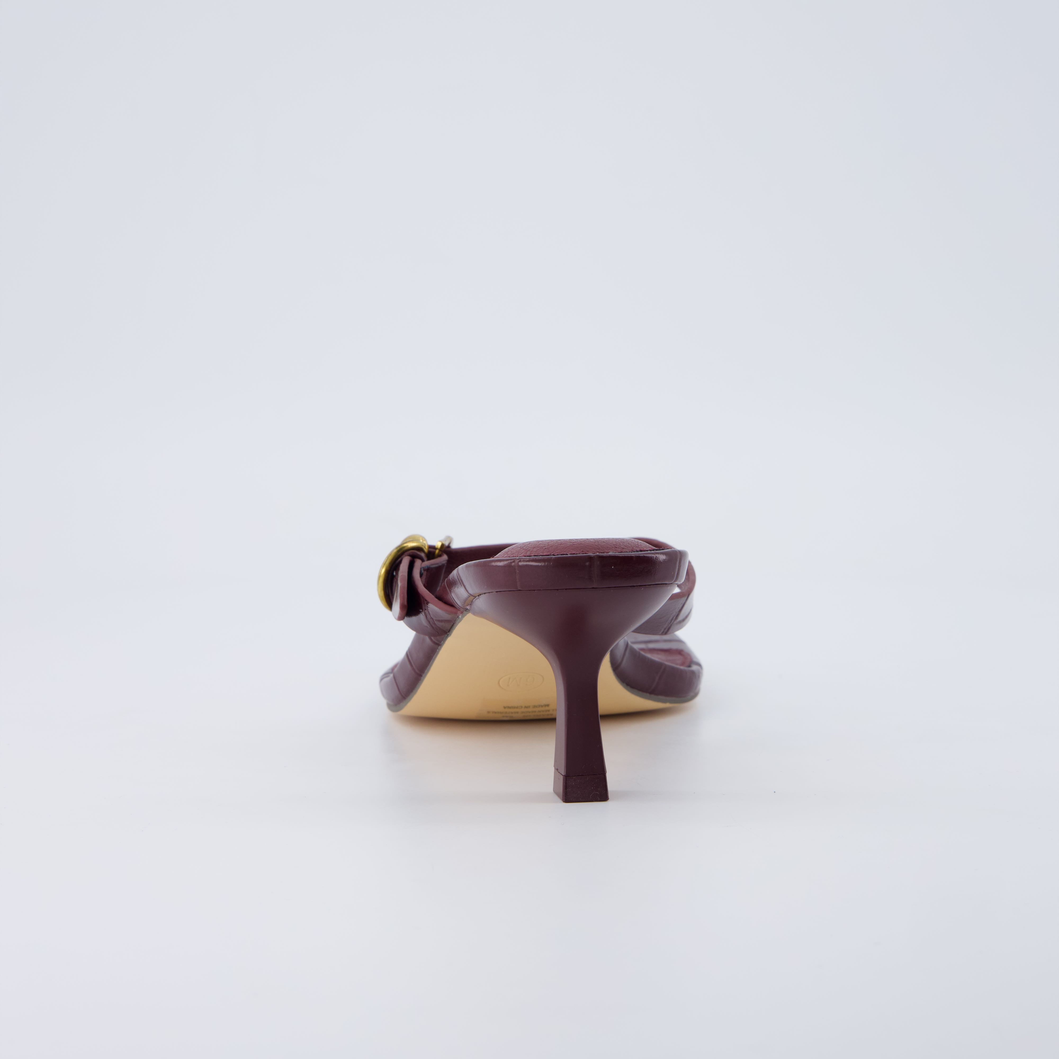 Marlin Low Kitten Heels Croco Burgundy
