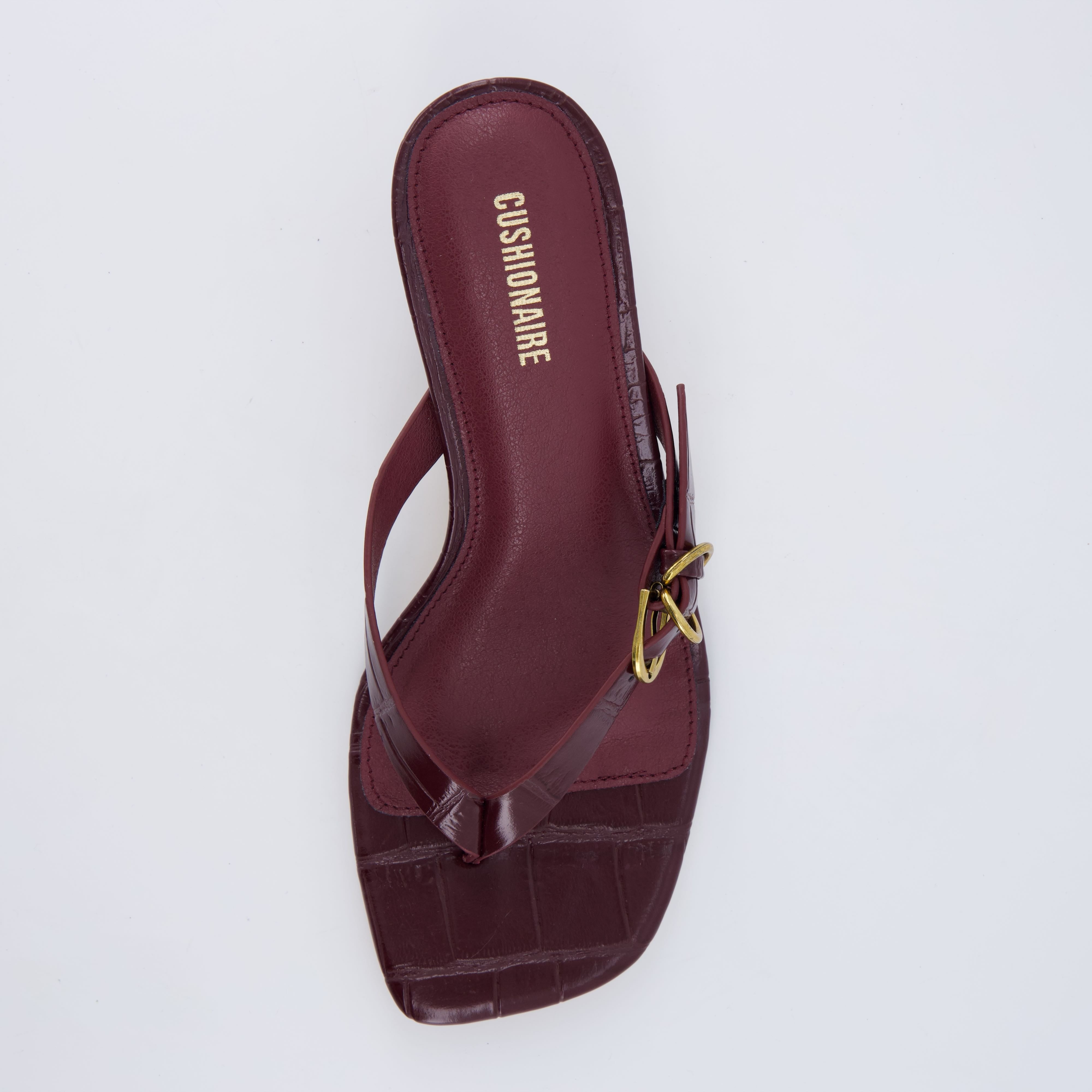 Marlin Low Kitten Heels Croco Burgundy
