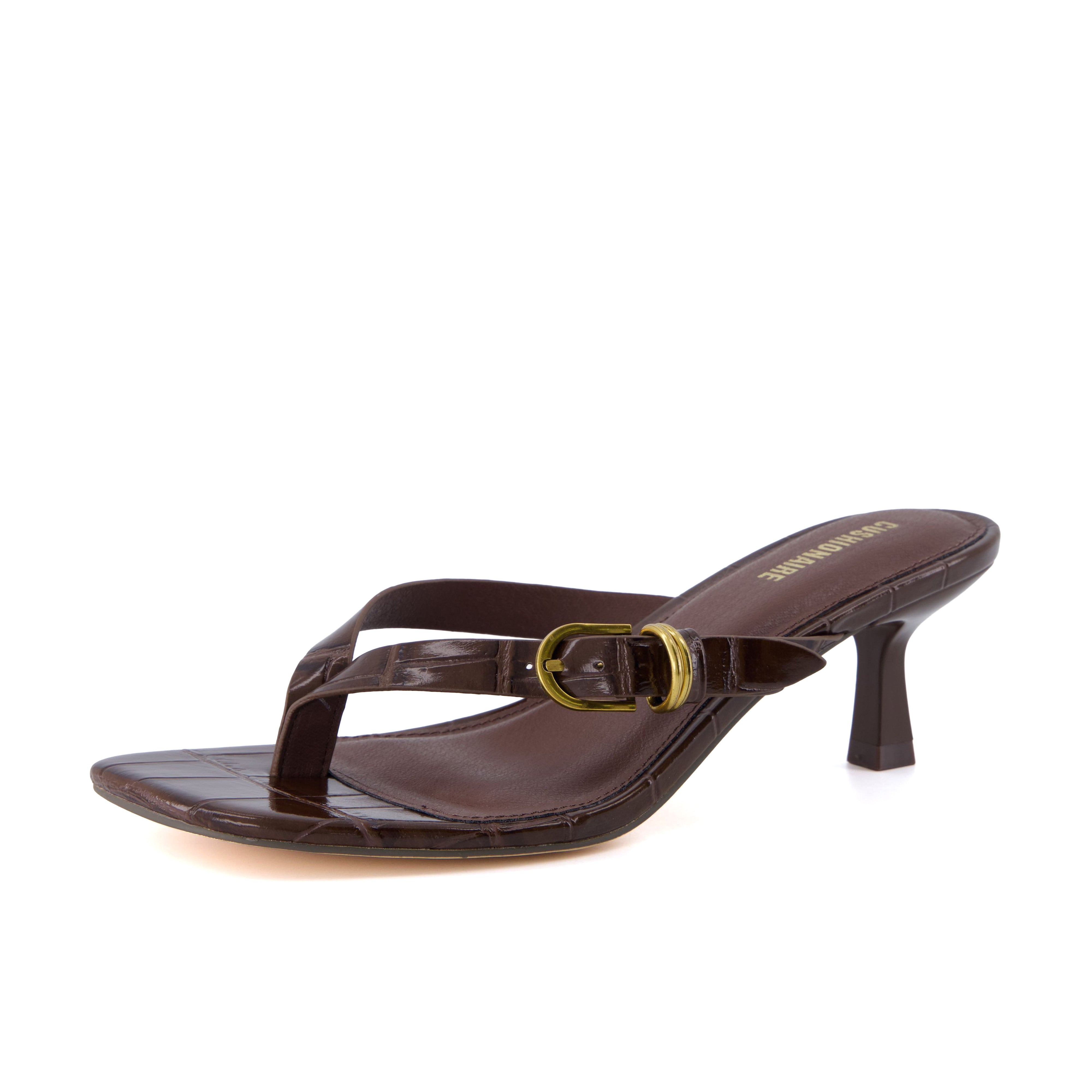 Marlin Low Kitten Heels Croco Chocolate