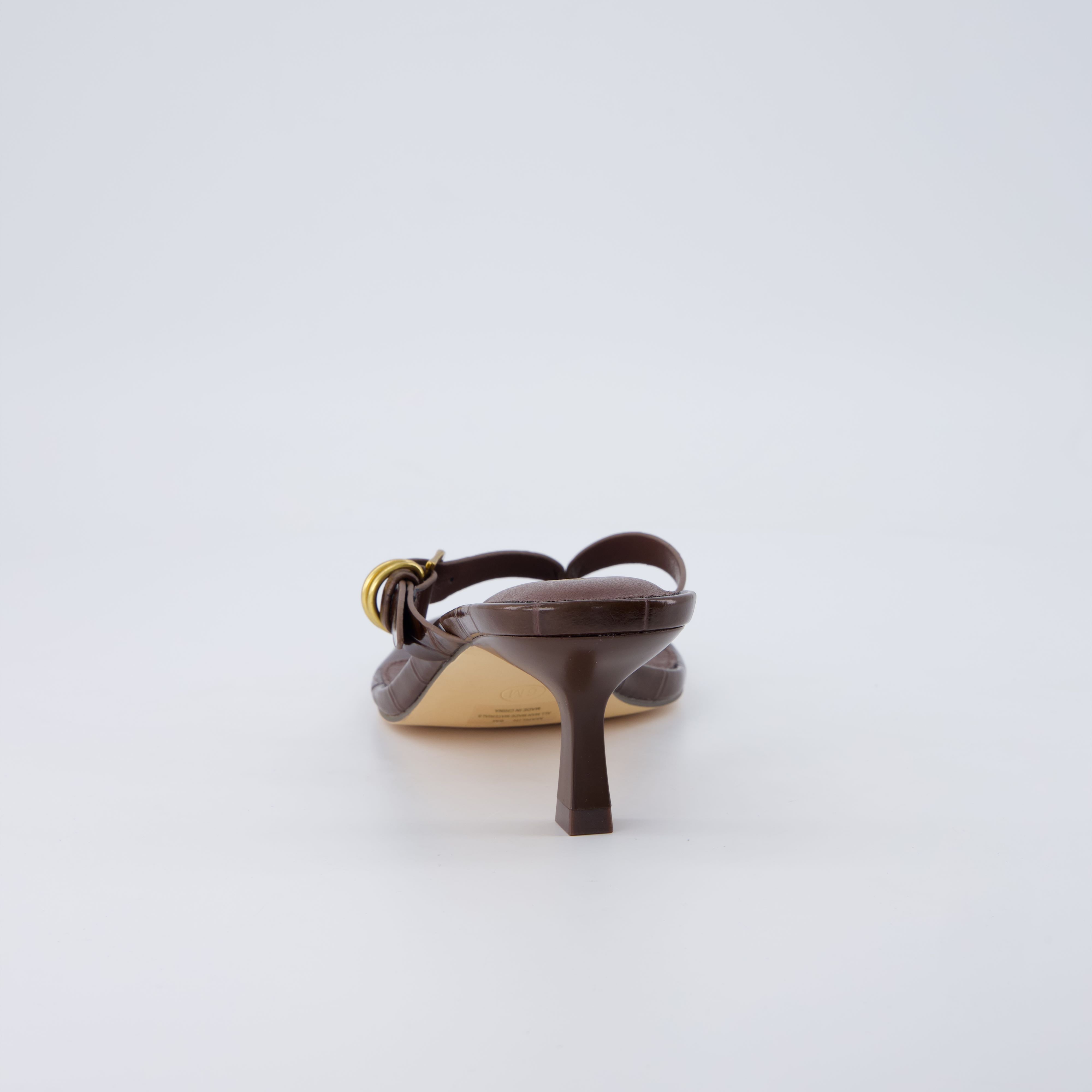Marlin Low Kitten Heels Croco Chocolate