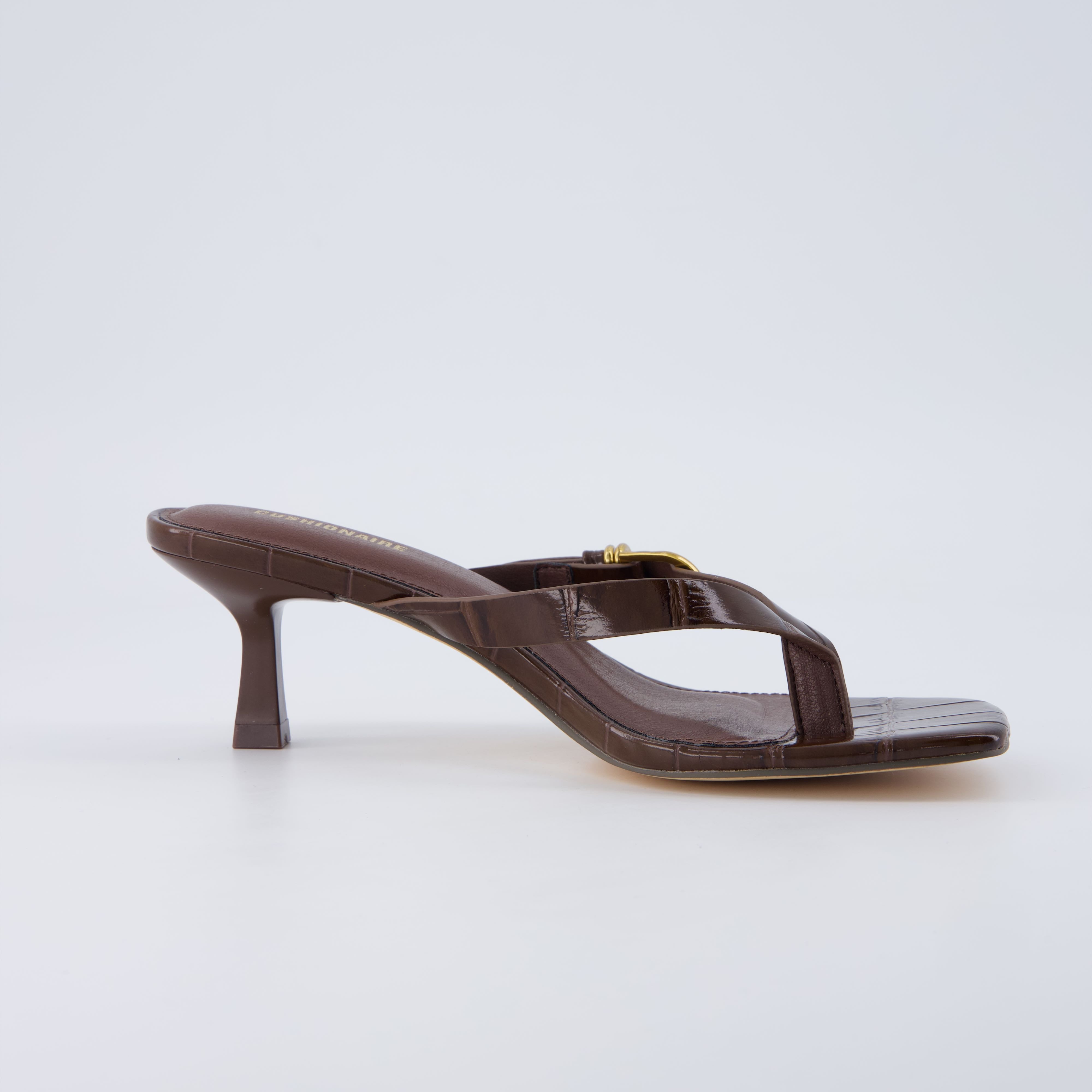 Marlin Low Kitten Heels Croco Chocolate