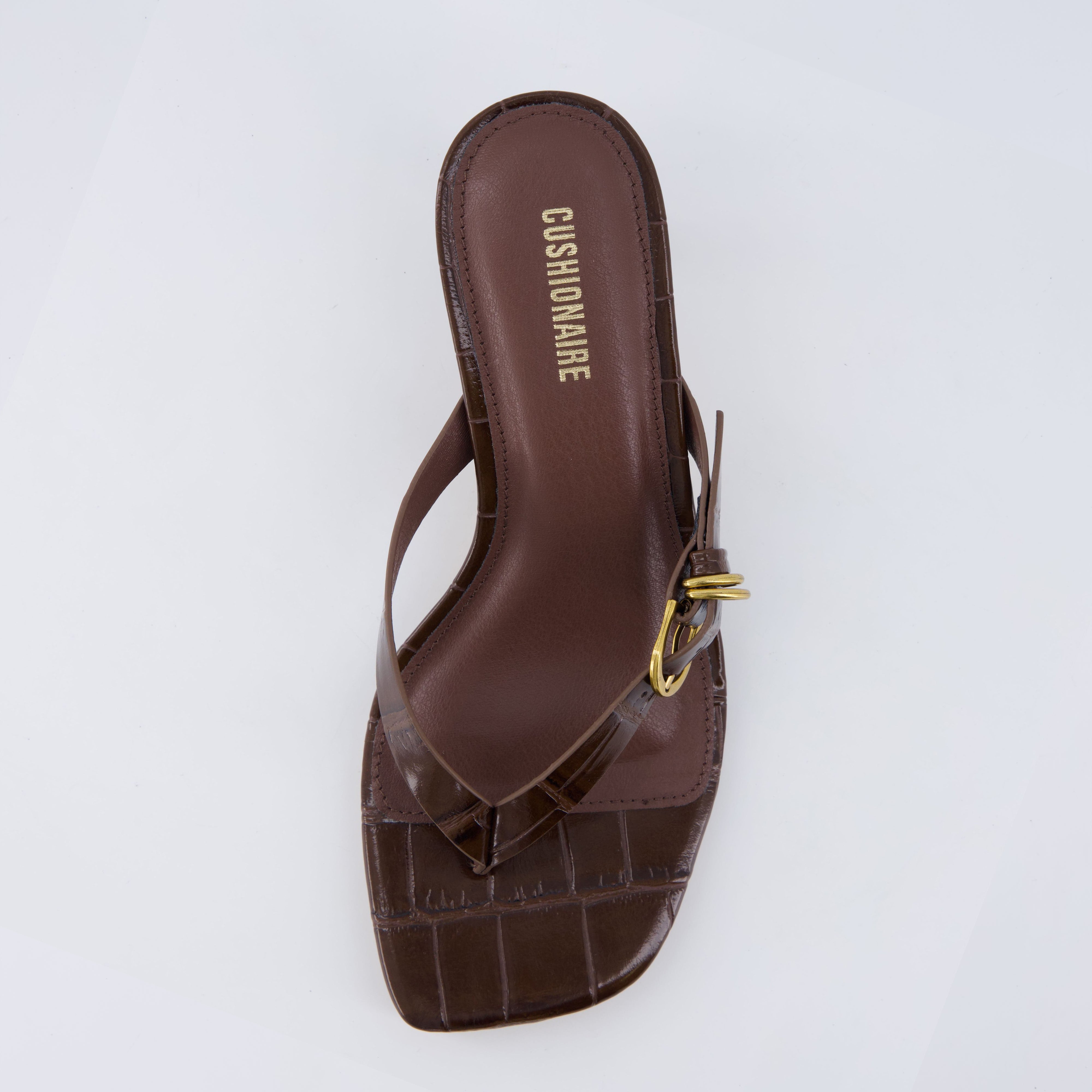 Marlin Low Kitten Heels Croco Chocolate