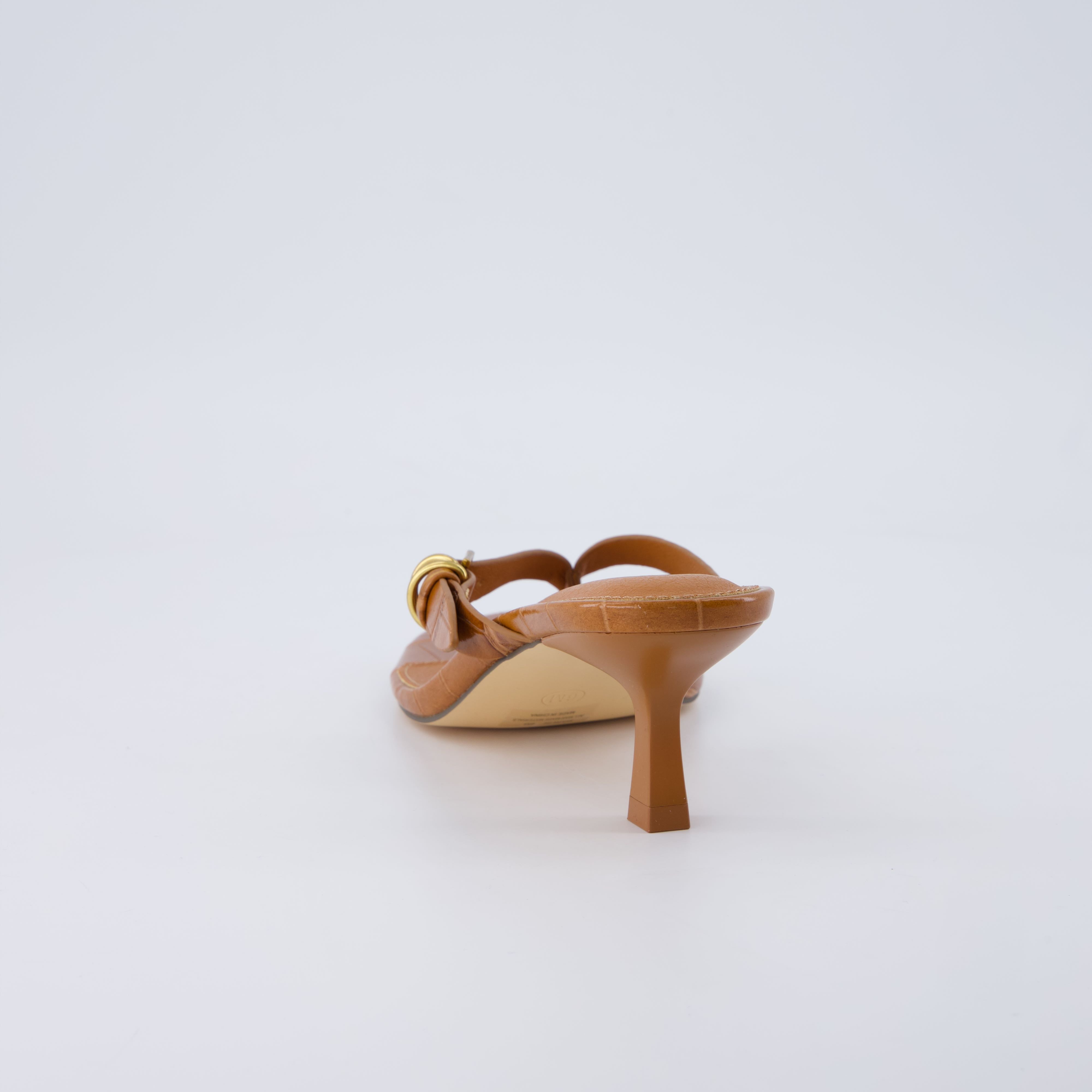 Marlin Low Kitten Heels Croco Whiskey