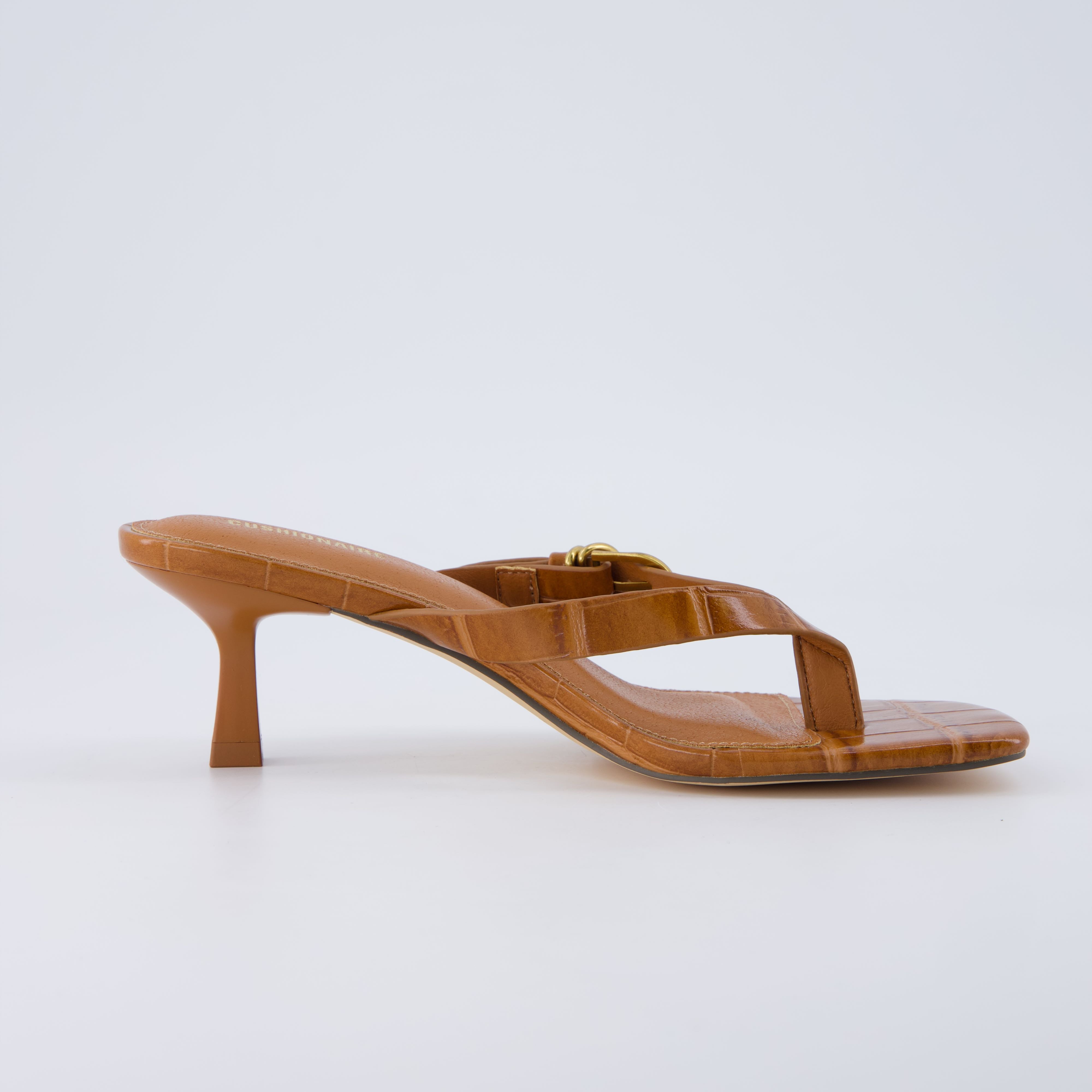 Marlin Low Kitten Heels Croco Whiskey