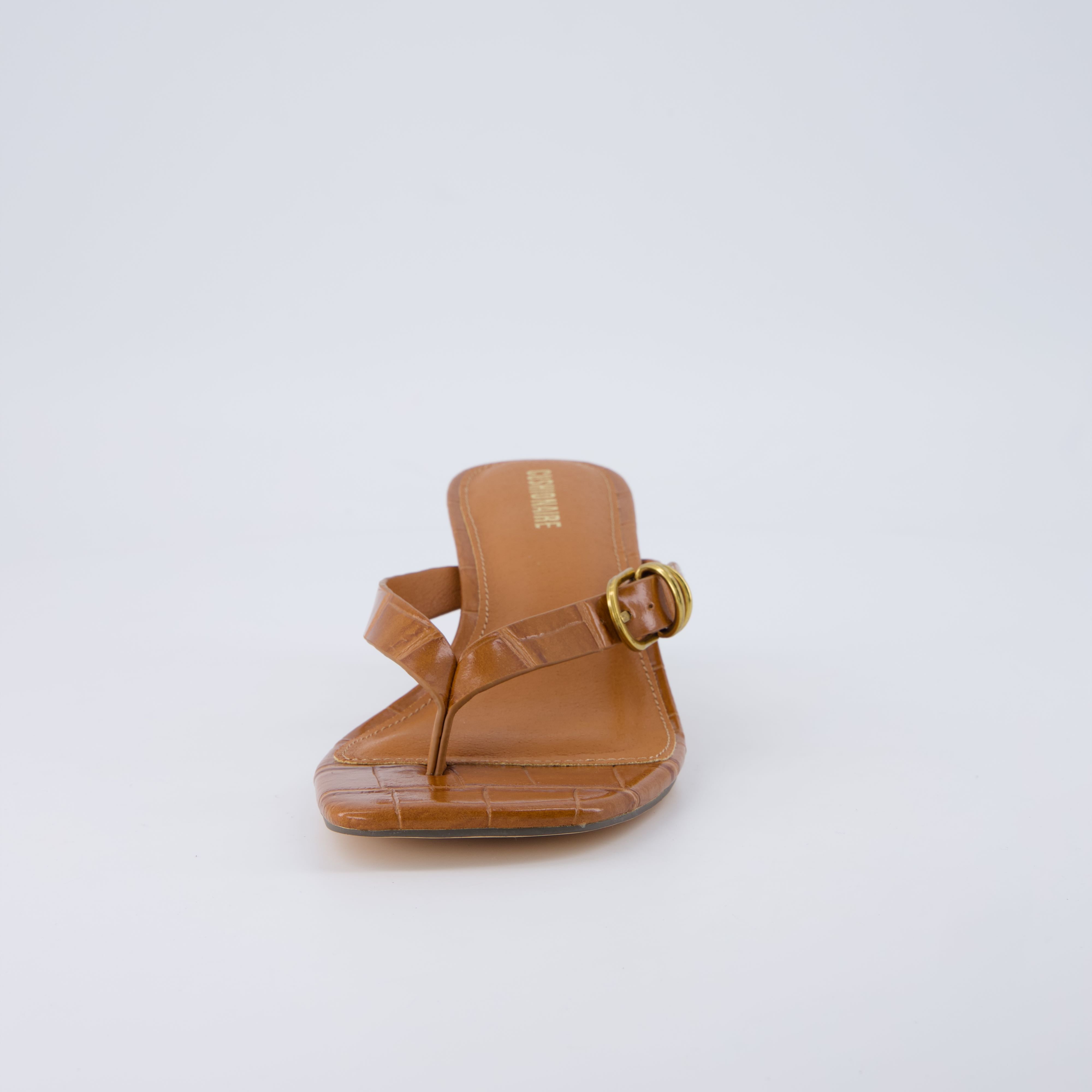 Marlin Low Kitten Heels Croco Whiskey