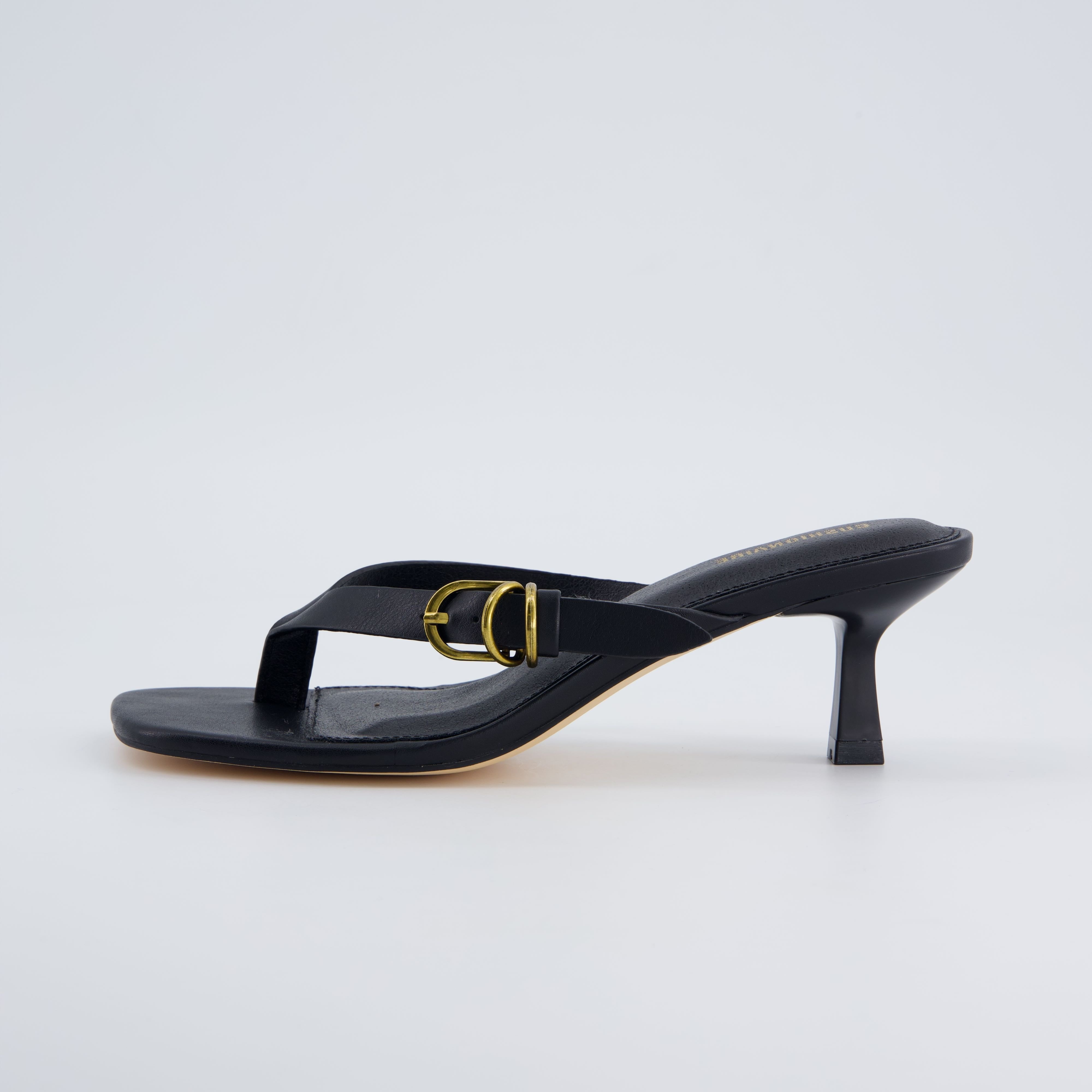 Marlin Kitten Heel Sandals Black