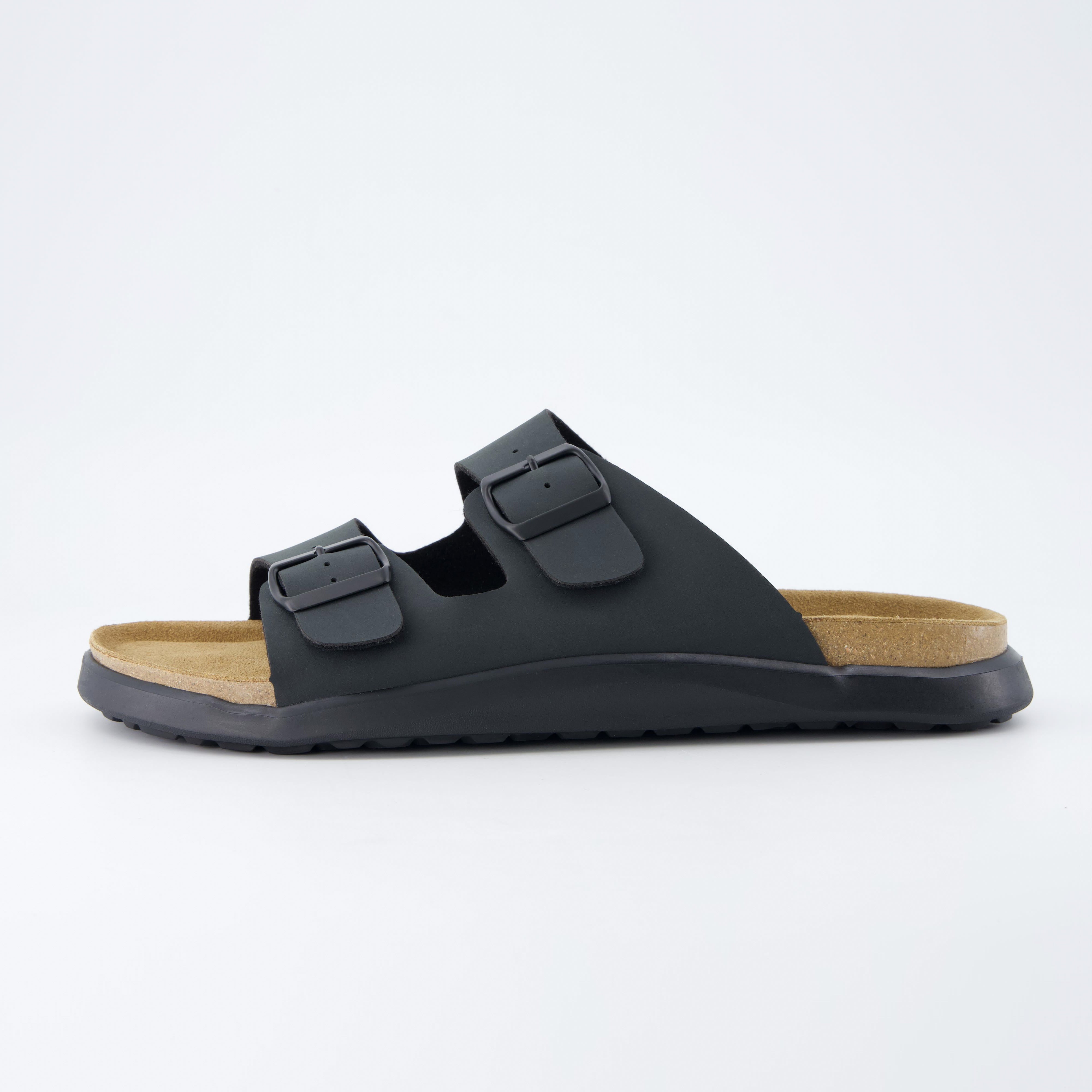 Mars Double Buckle Sandals Black Nubuck Medium