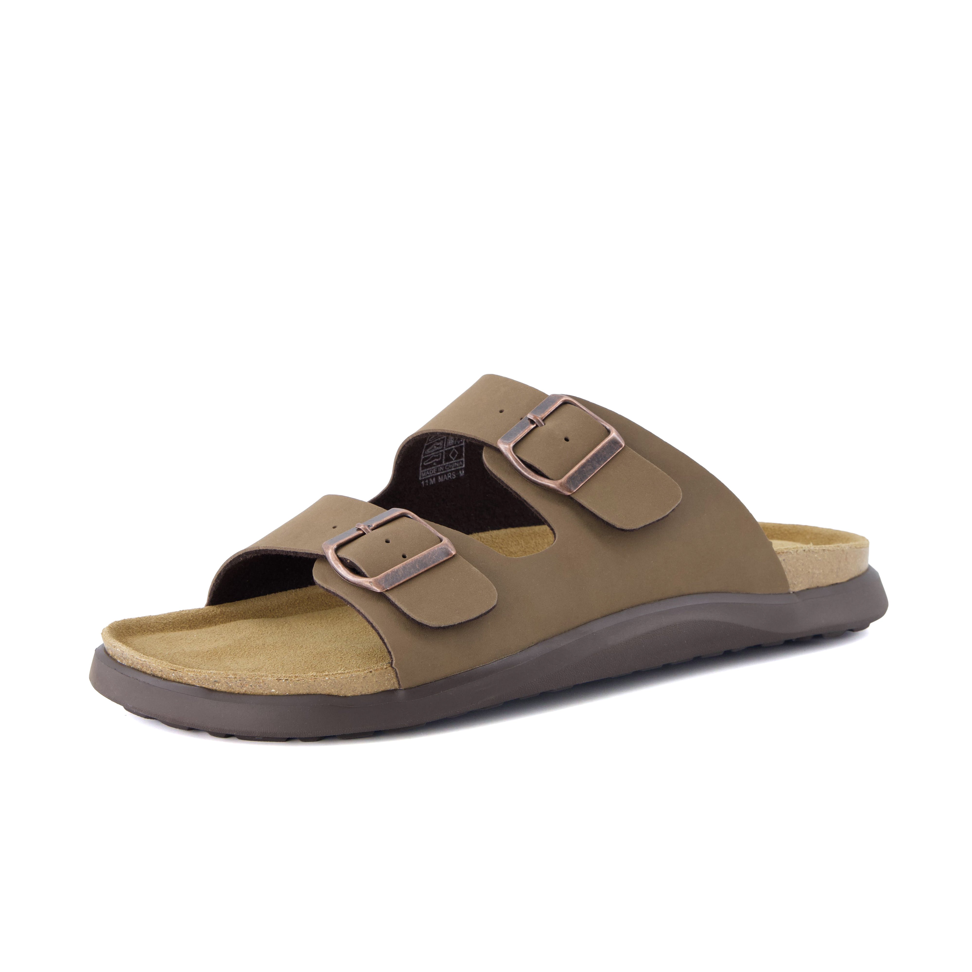 Mars Double Buckle Sandals Brown Nubuck Medium