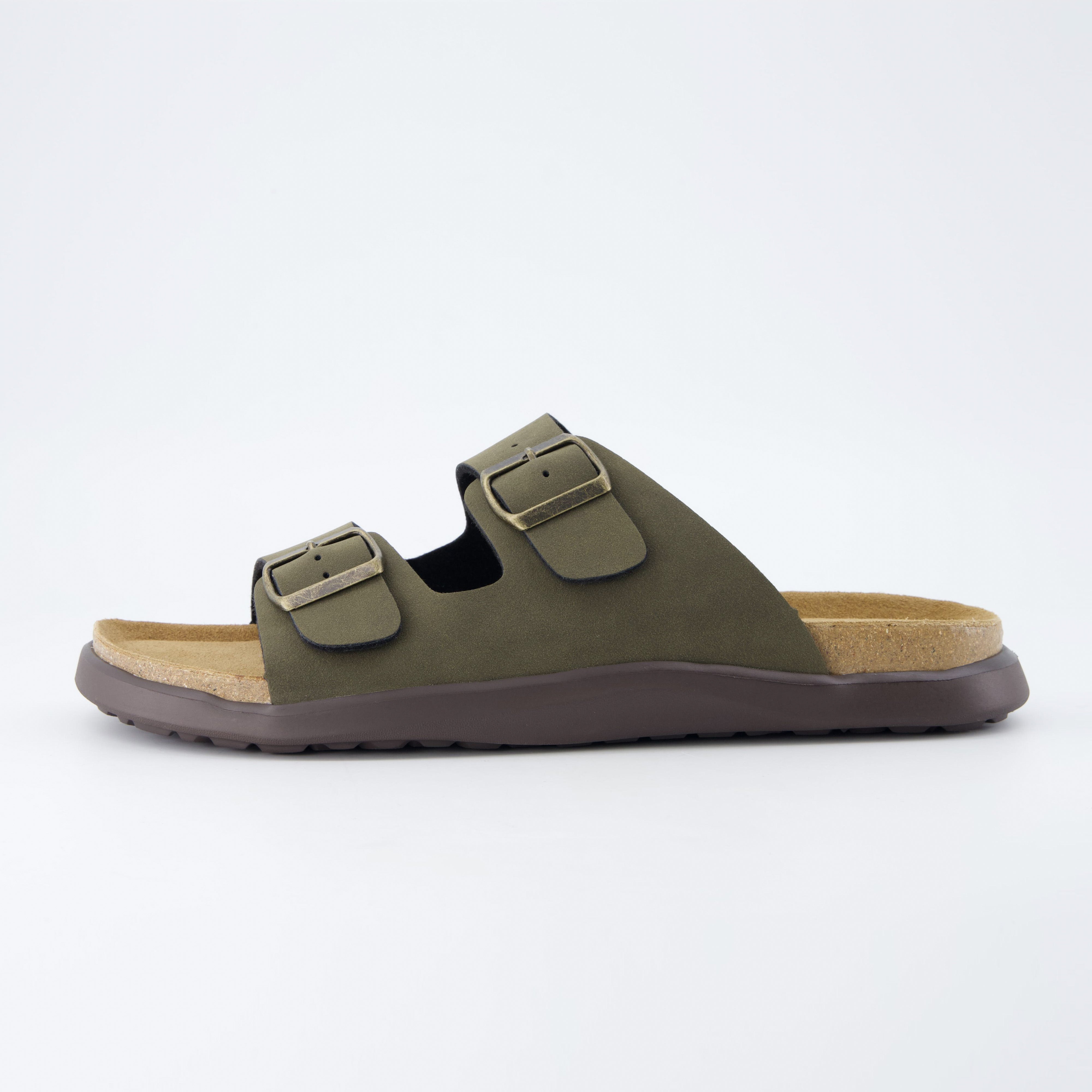 Mars Double Buckle Sandals Green Nubuck Medium
