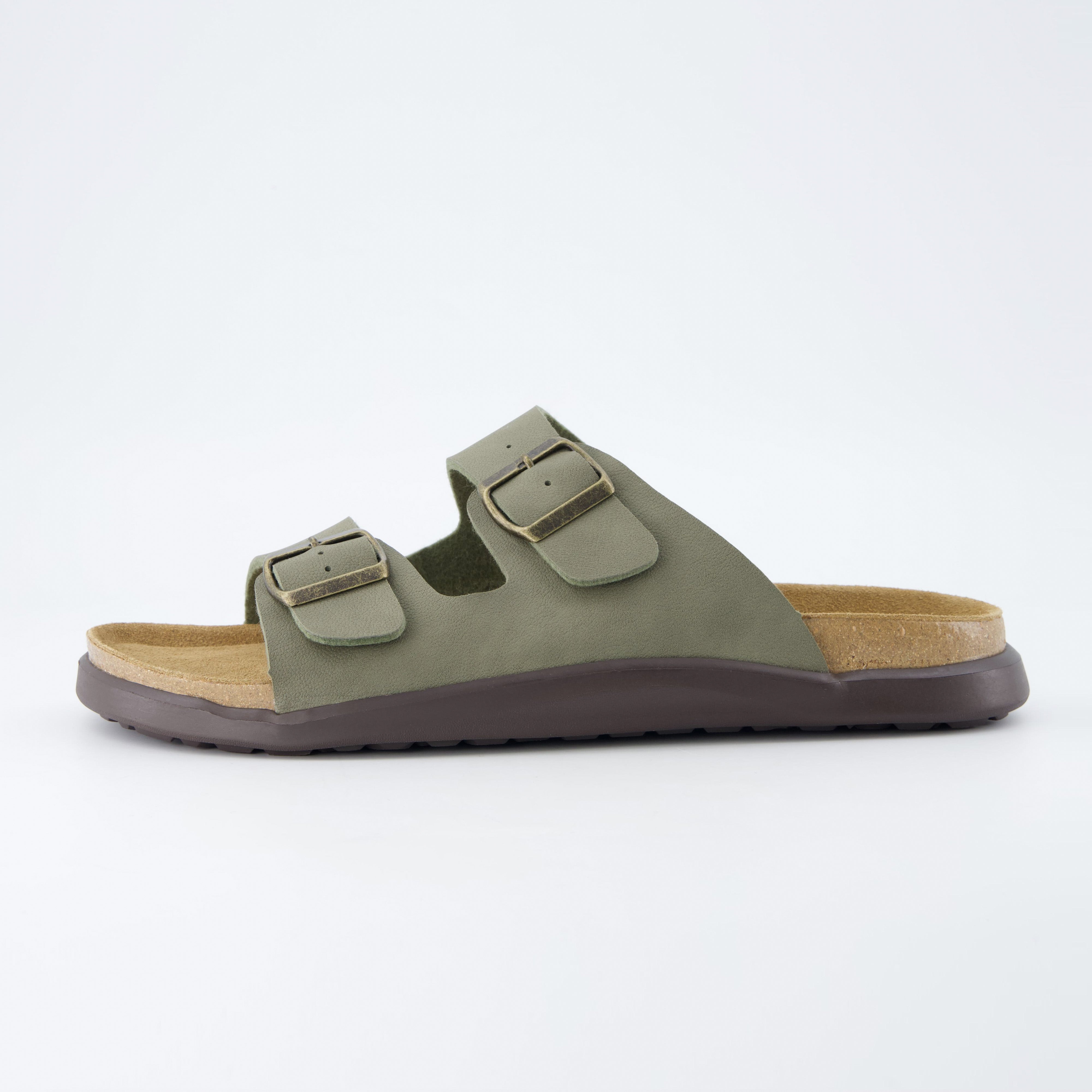 Mars Double Buckle Sandals Green Texture Medium