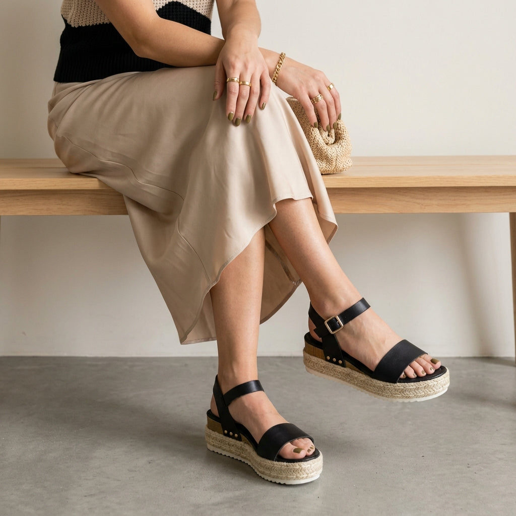Melissa Espadrille Platform Sandals Black Medium