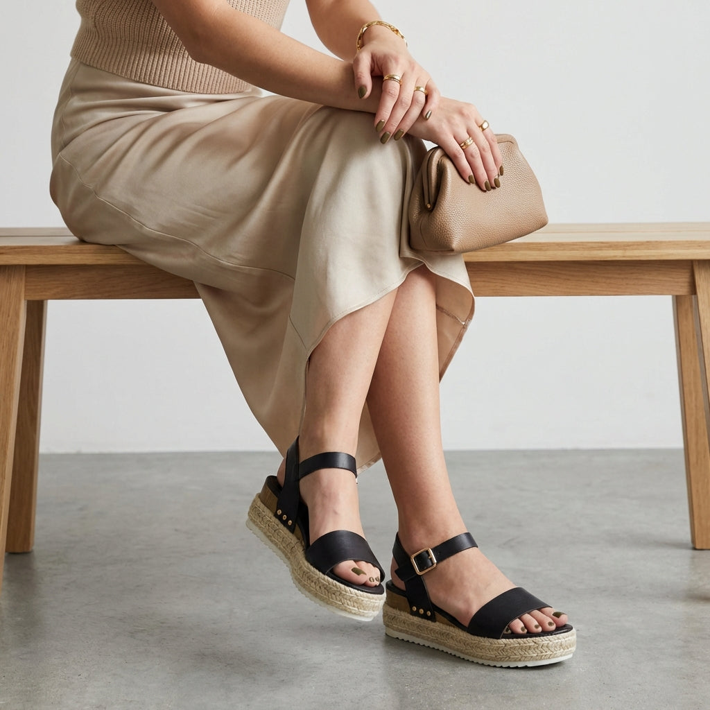 Melissa Espadrille Platform Sandals Black Medium