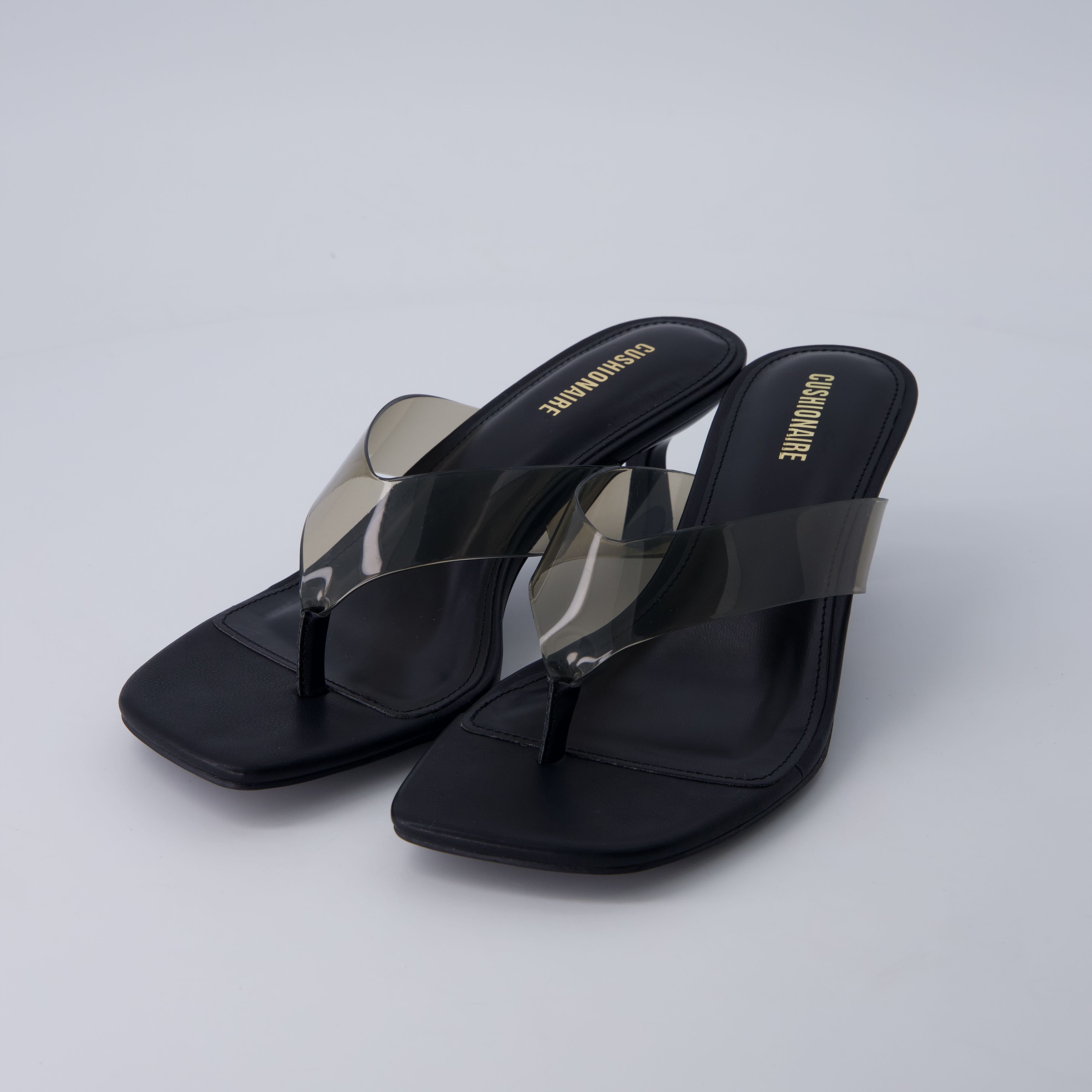 Mezzo Clear Strap Kitten Heels Black