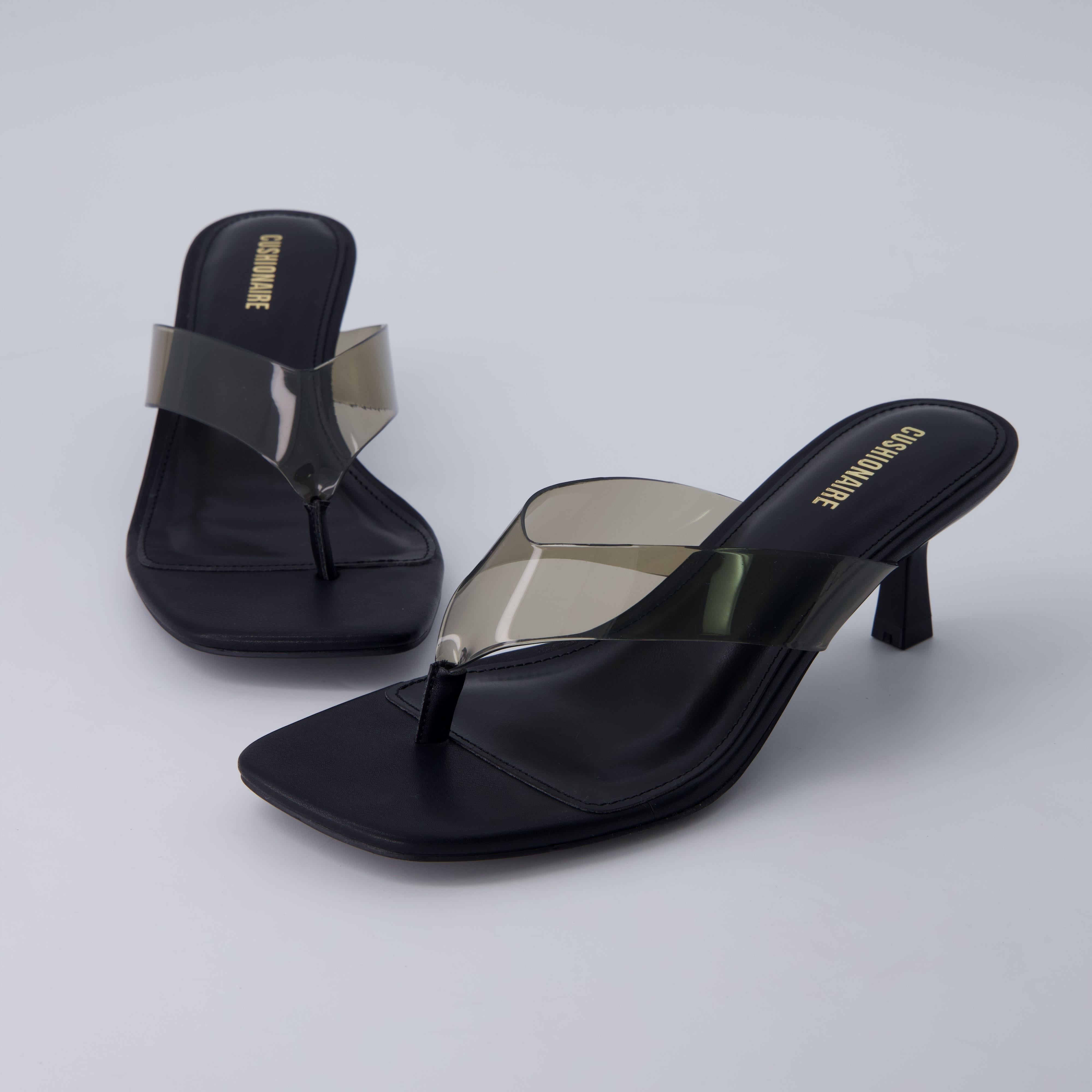 Mezzo Clear Strap Kitten Heels Black