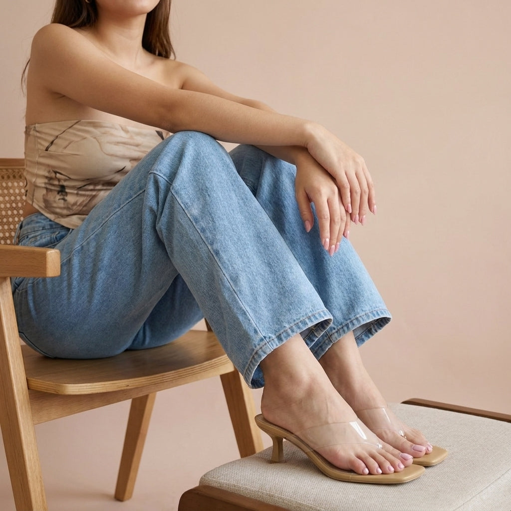 Mezzo Clear Strap Kitten Heels Clear