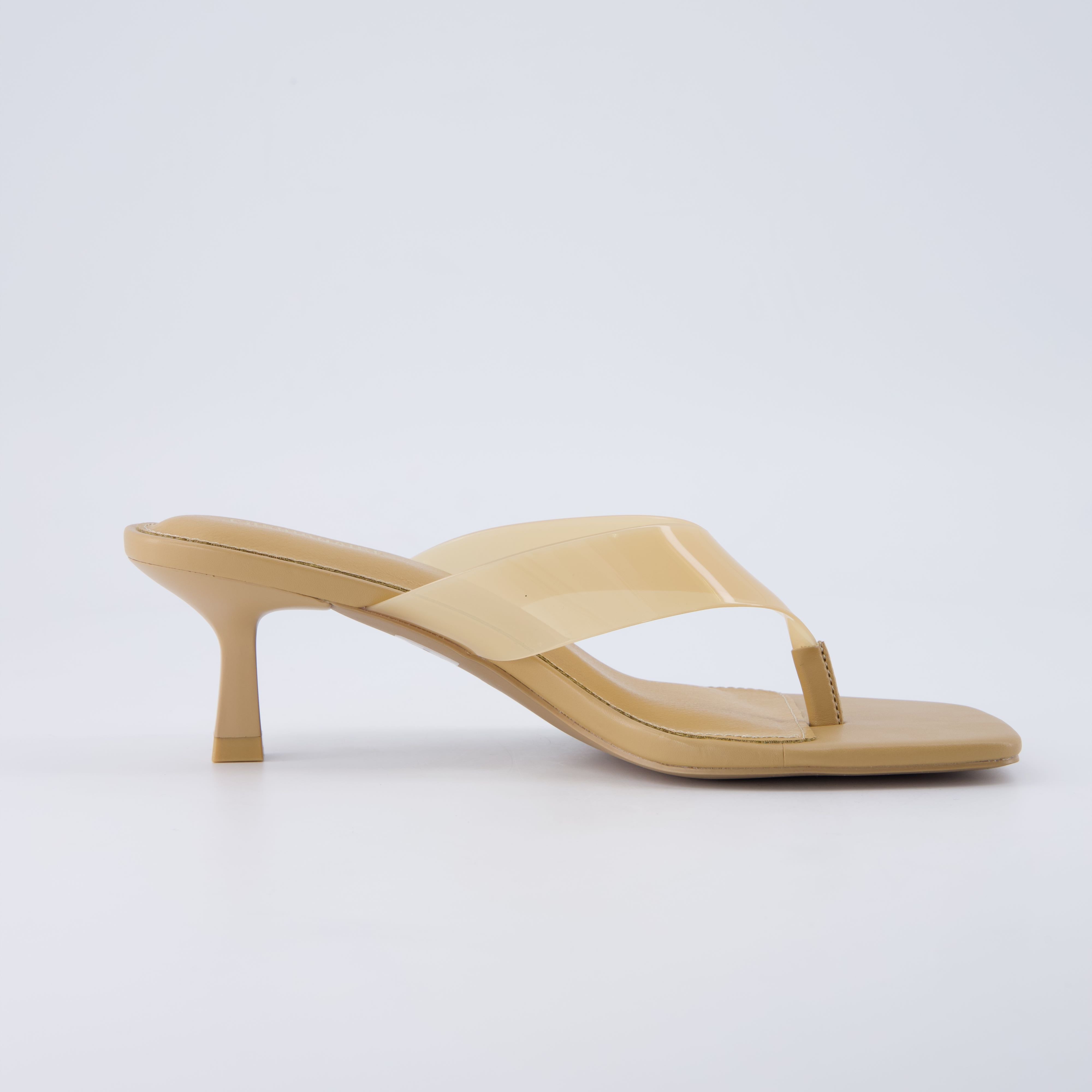 Mezzo Clear Strap Kitten Heels Nude
