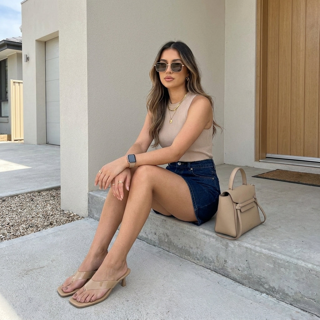 Mezzo Clear Strap Kitten Heels Nude