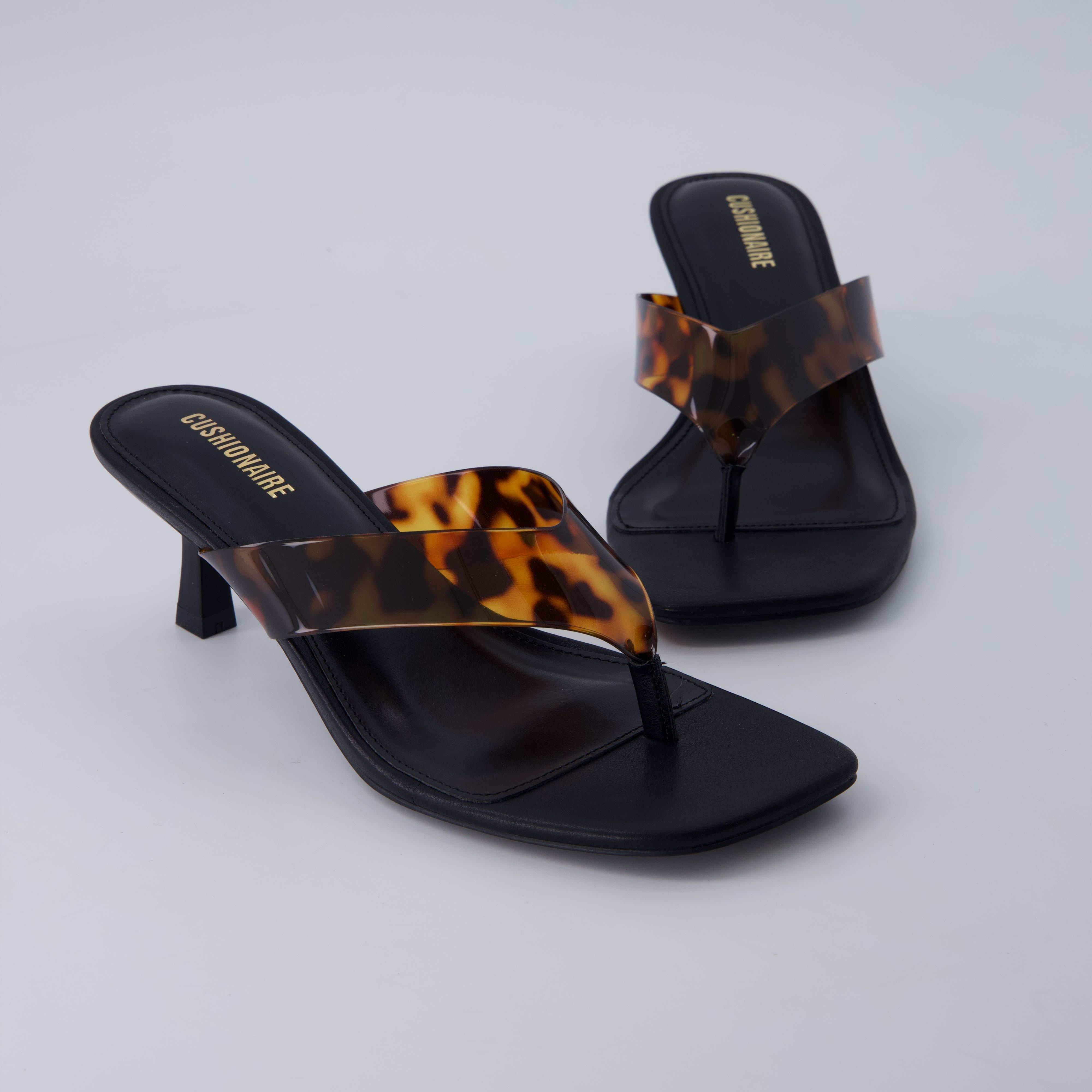 Mezzo Clear Strap Kitten Heels Tortoise
