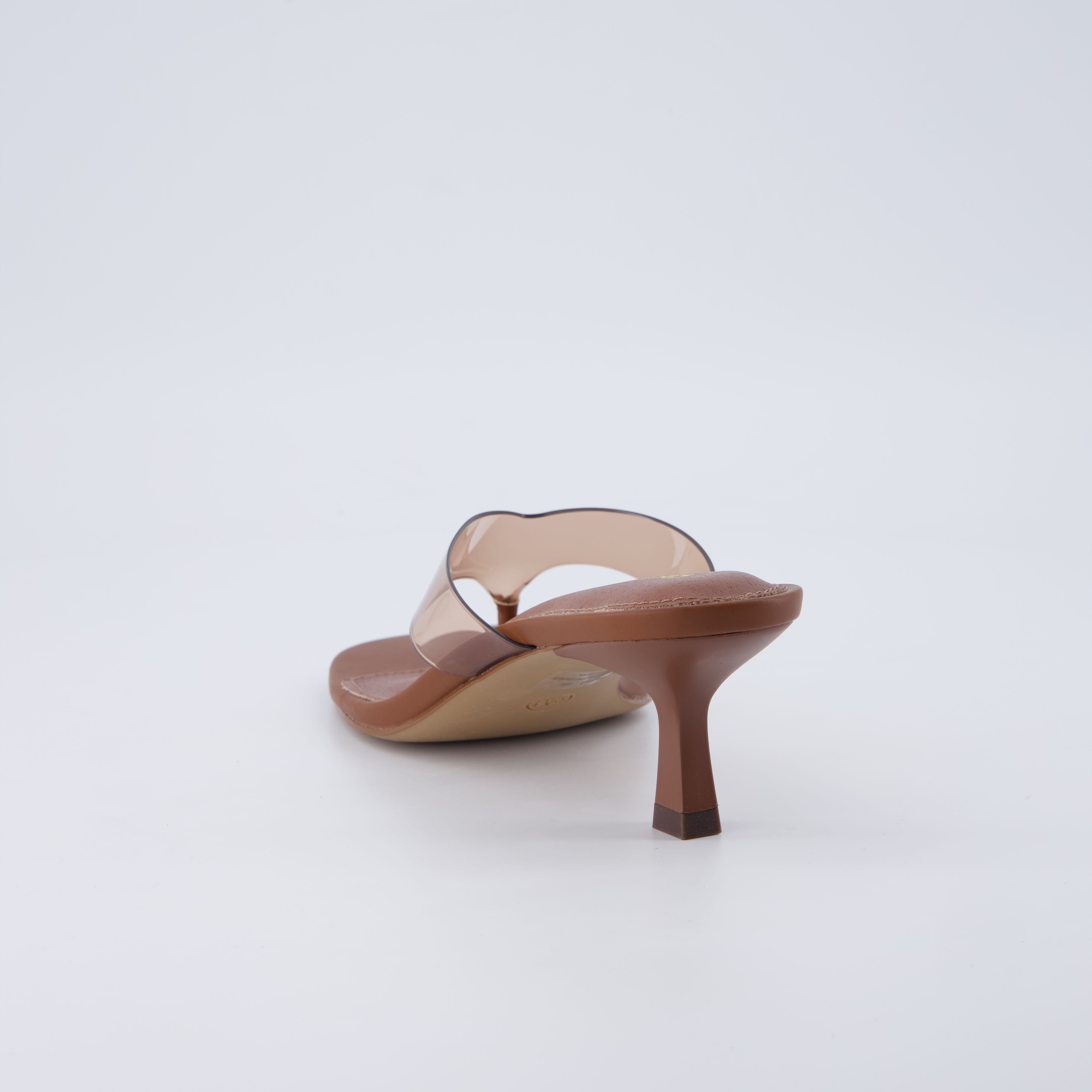 Mezzo Clear Strap Kitten Heels Whiskey