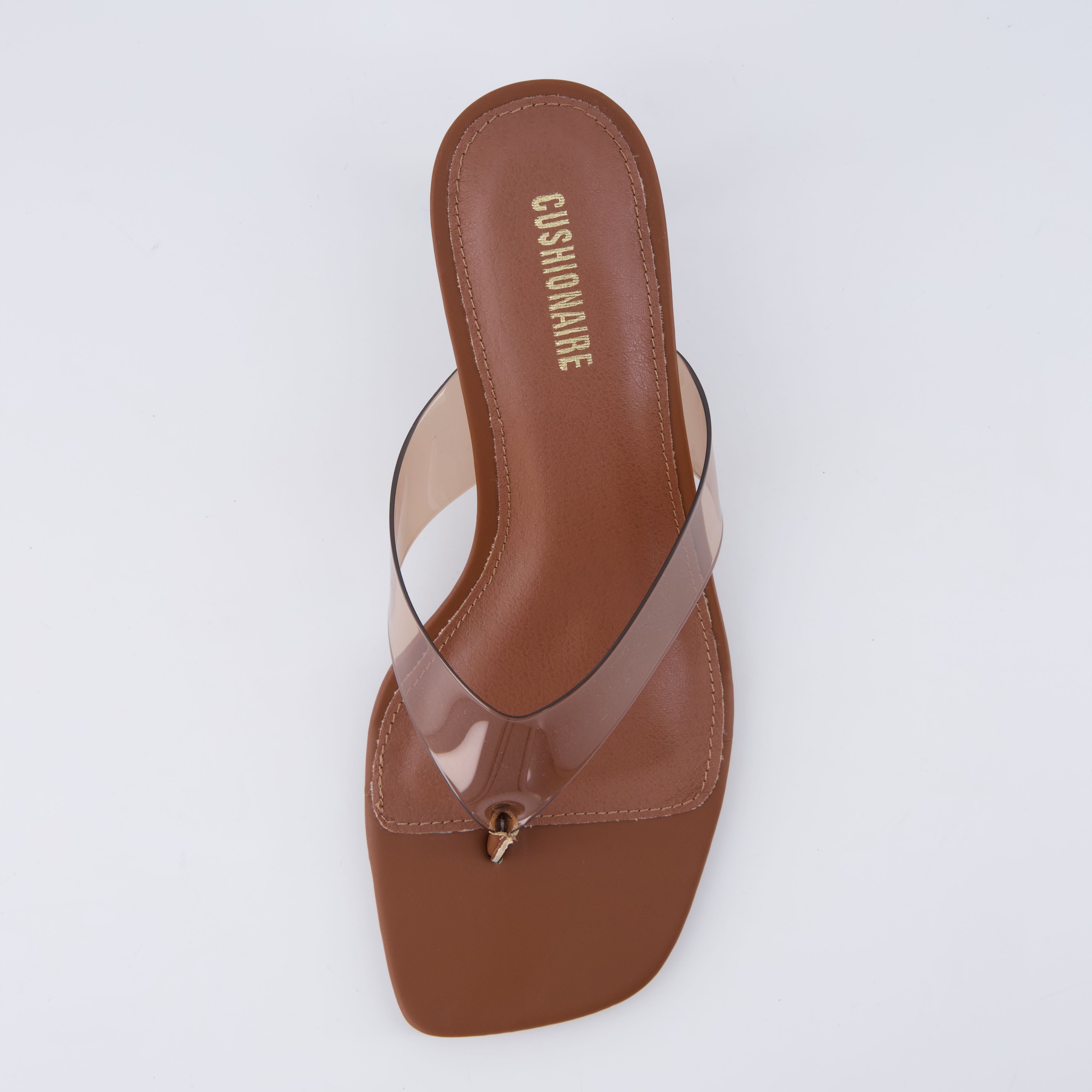 Mezzo Clear Strap Kitten Heels Whiskey