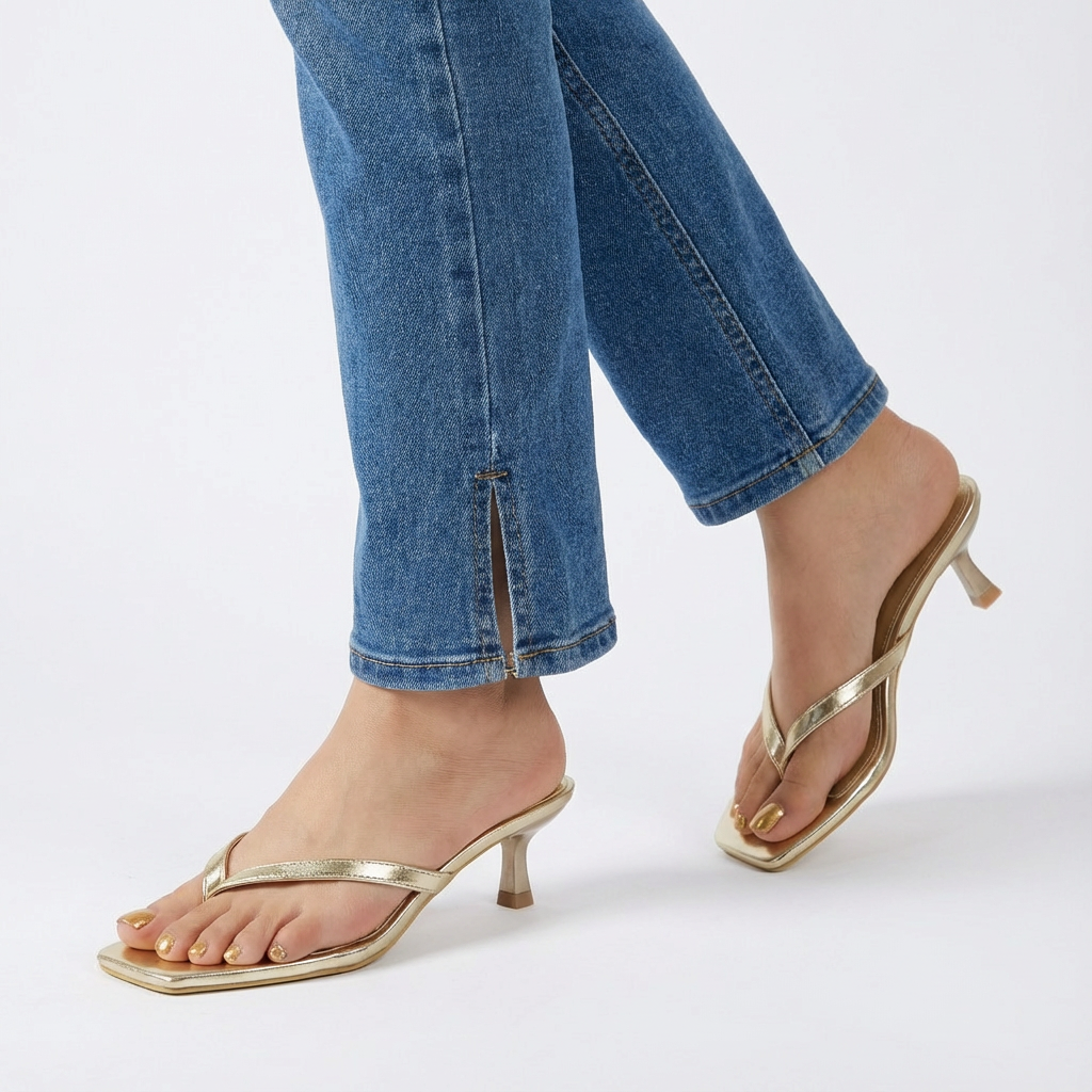 Miami Kitten Heel Sandals Gold