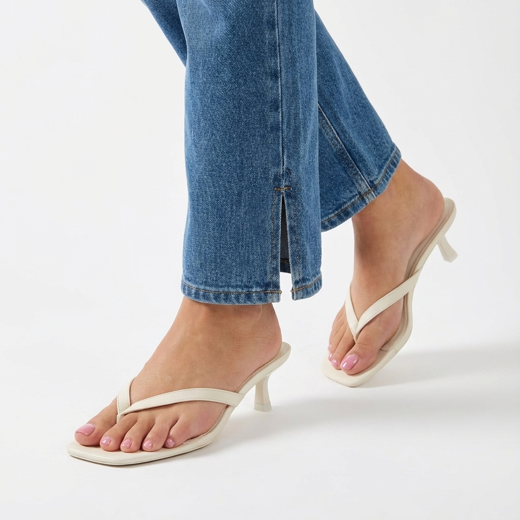 Miami Kitten Heel Sandals Cream